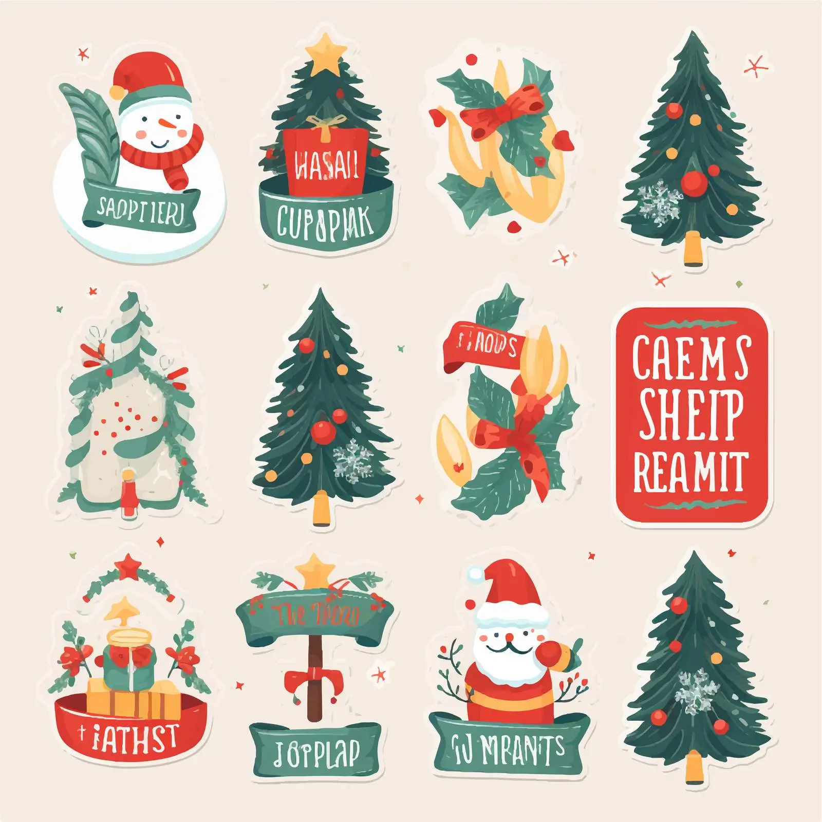 Winter Holiday Stickers for Christmas and New Year — free download from Dotvec