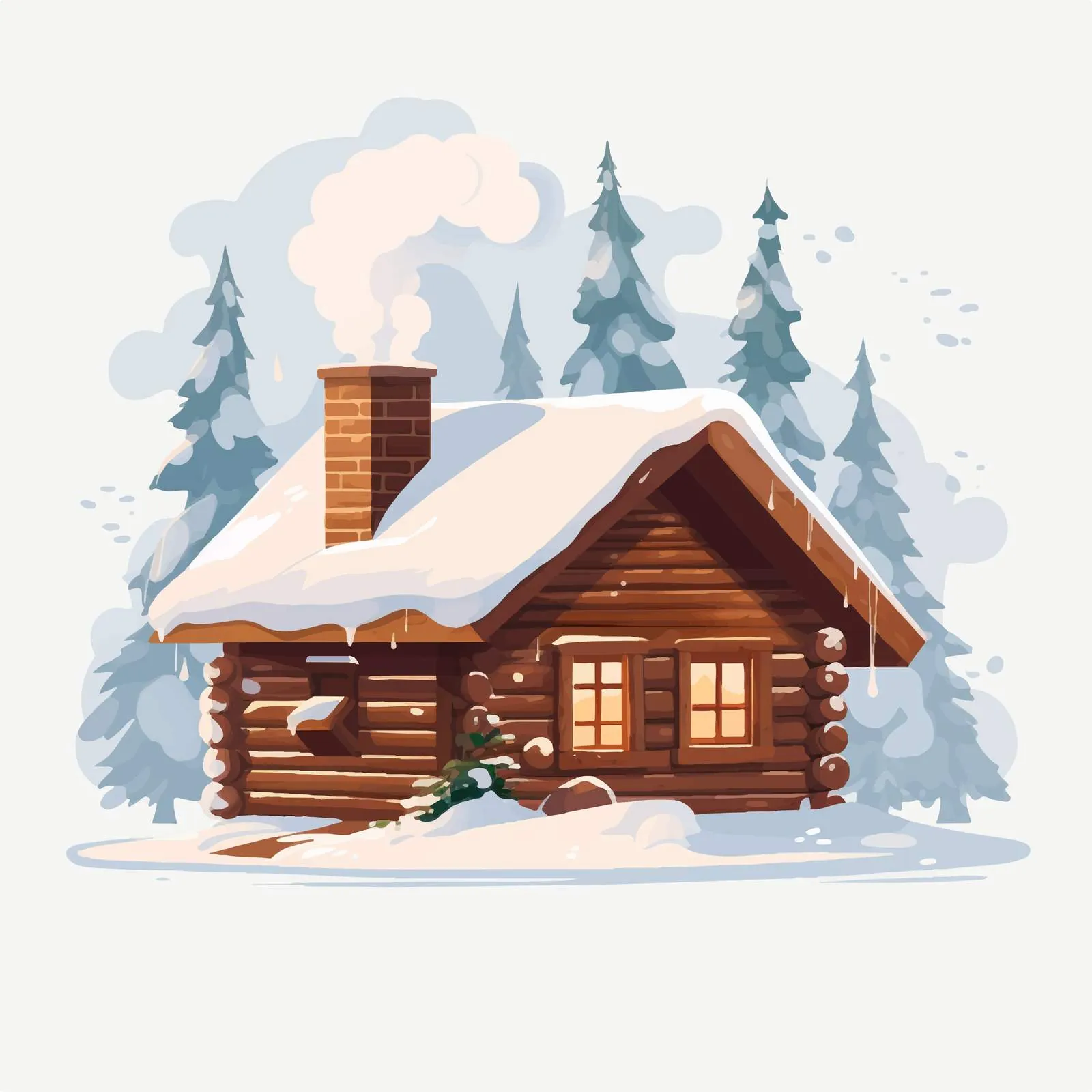 Snow-Covered Wooden Rural House in Winter — free download from Dotvec