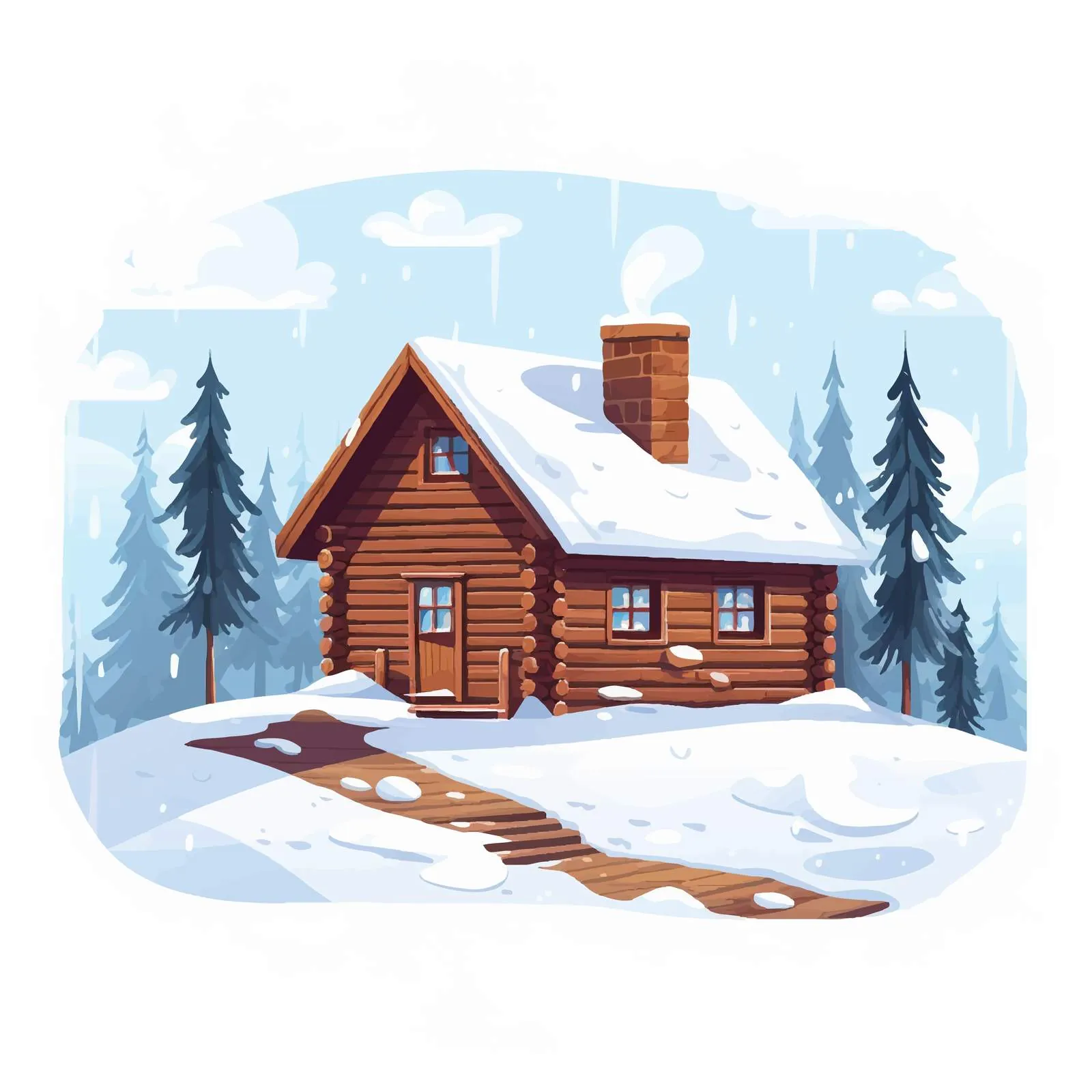 Snow-Covered Winter House in Rural Setting — free download from Dotvec