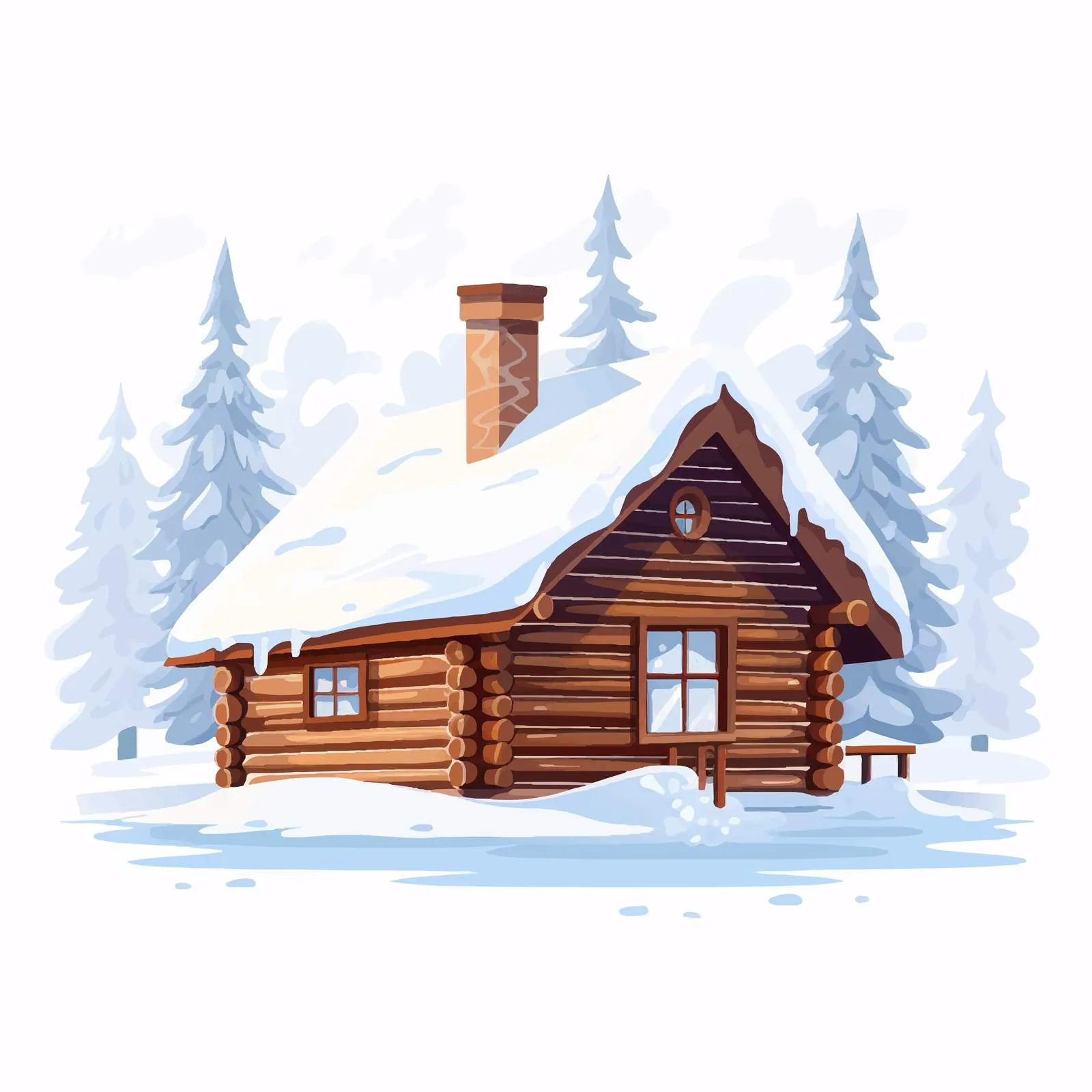 Snow-Covered Wooden Country House in Winter — free download from Dotvec