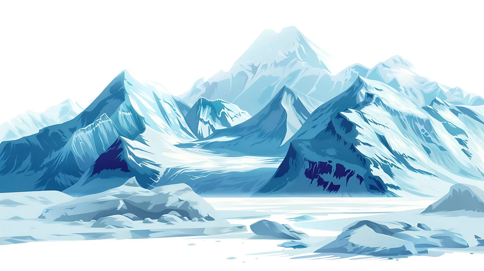 Snowy Mountain Landscape with Glacier Isolated — free download from Dotvec
