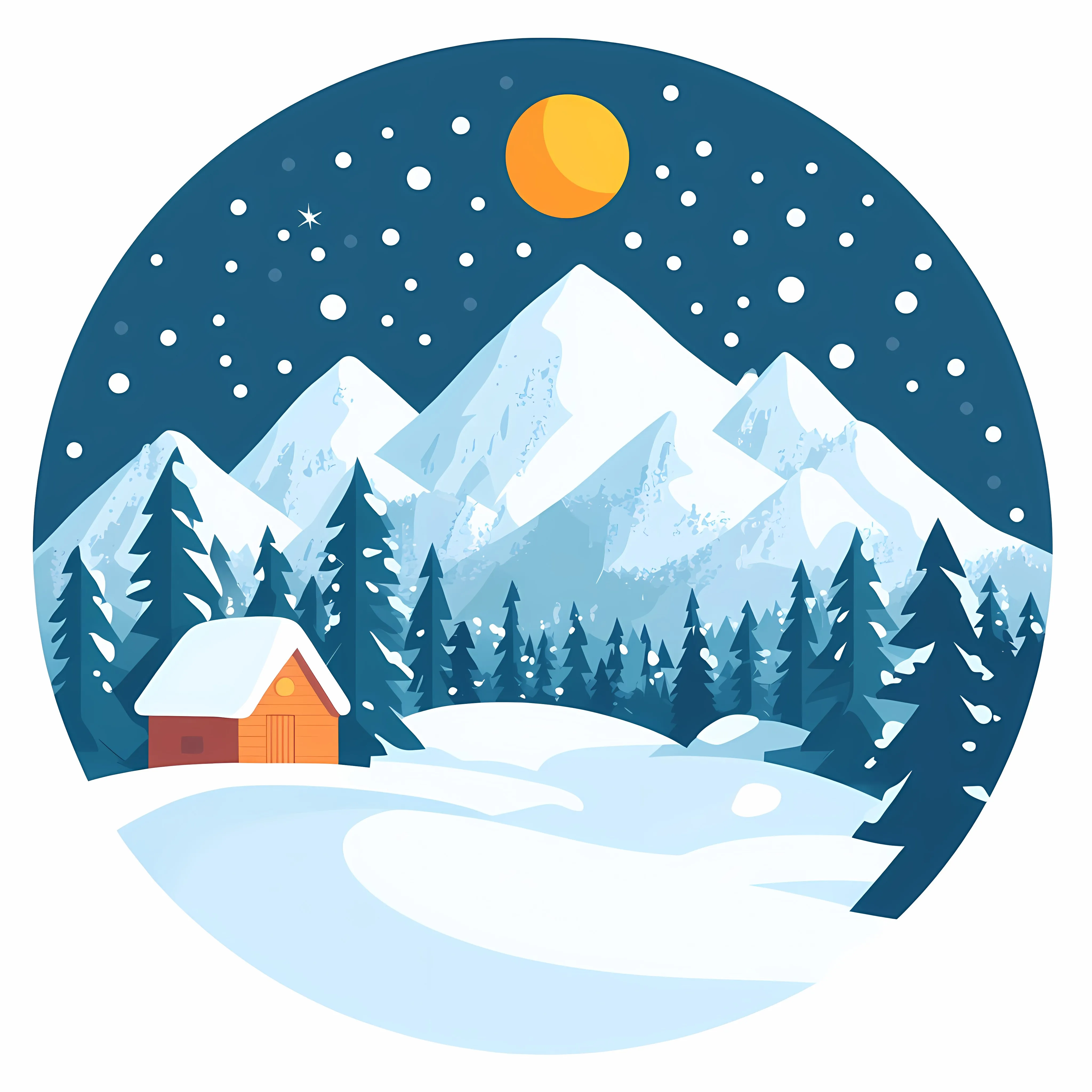 Winter Mountain Landscape Flat Icon Illustration — free download from Dotvec