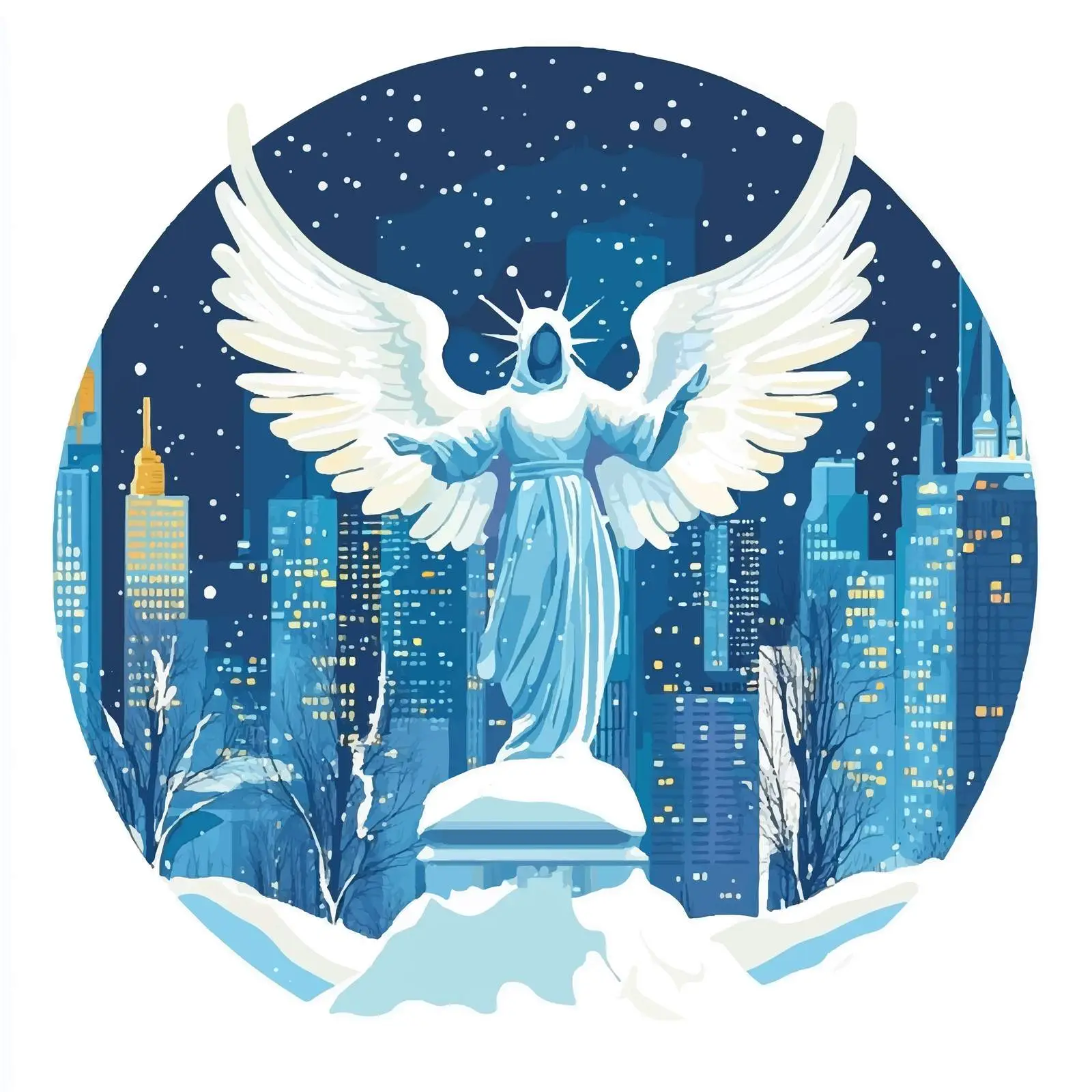 Winter Night City Landscape Illustration — free download from Dotvec