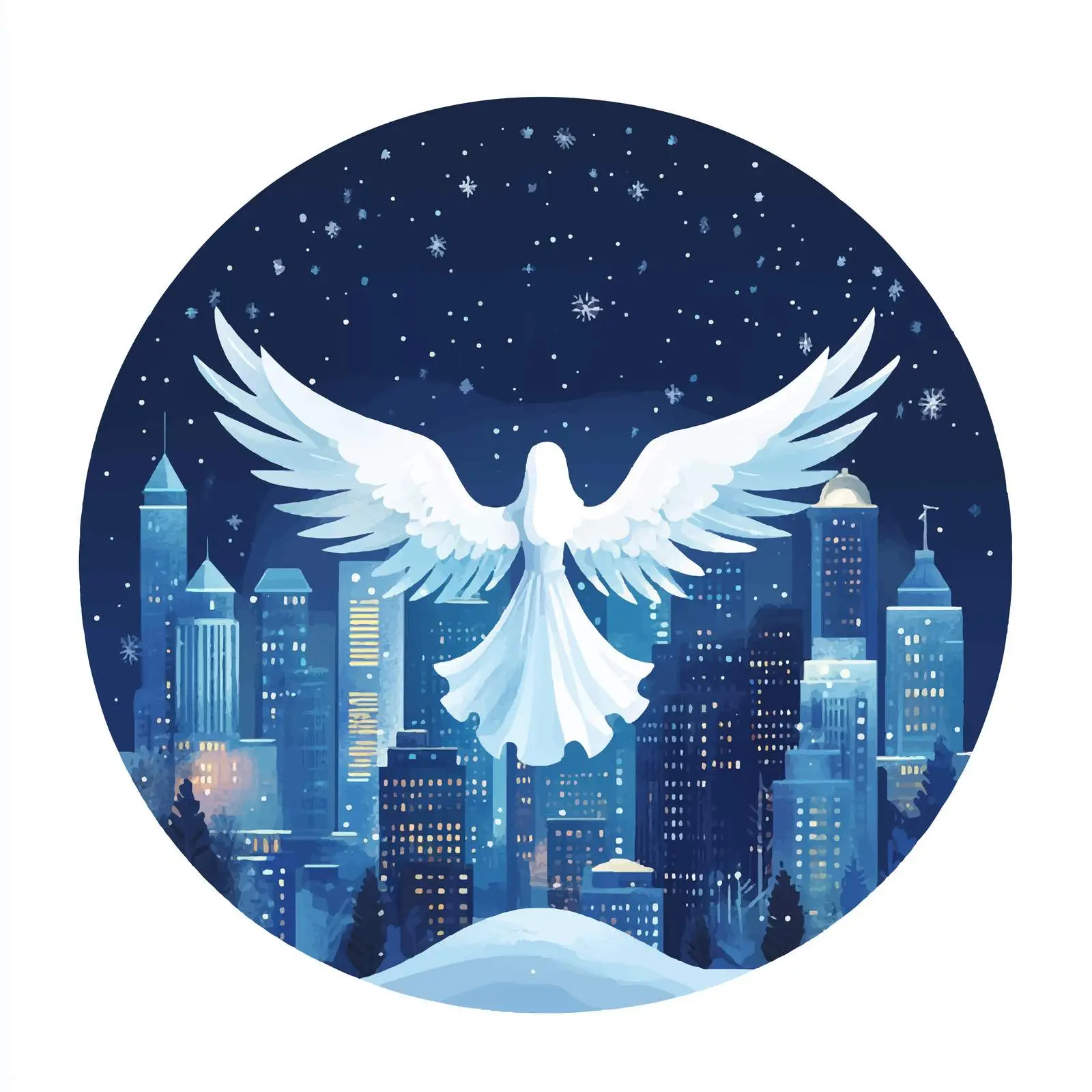 Winter Night in the City Vectors — free download from Dotvec