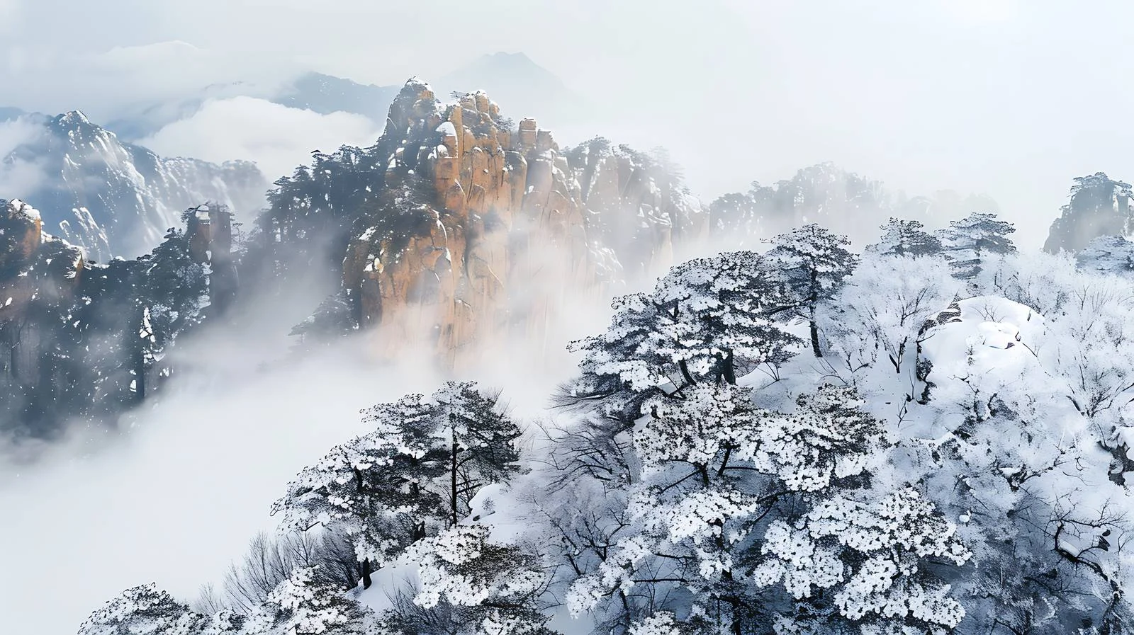 Snowy Dabie Mountain Winter Landscape Beauty — free download from Dotvec