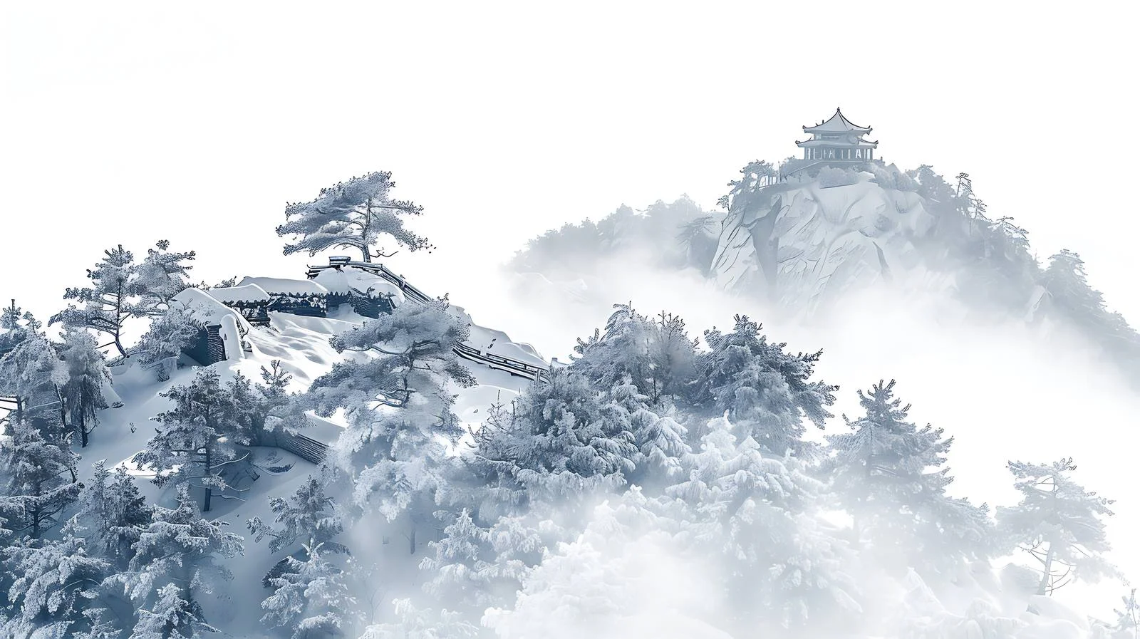 Tranquil Winter Landscape of Dabie Mountain — free download from Dotvec