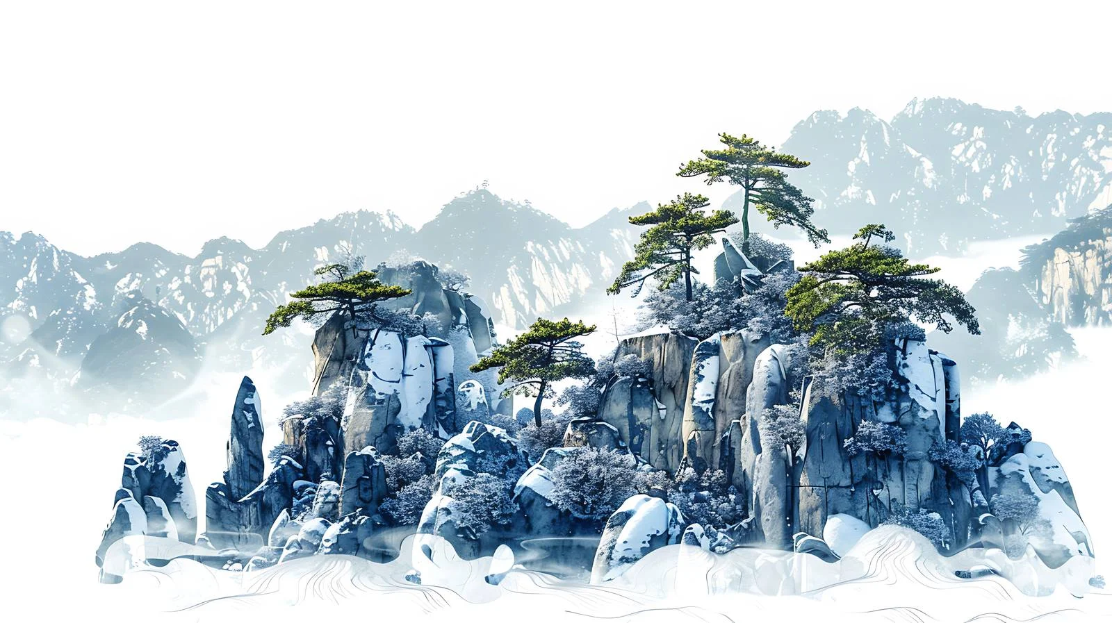 Tranquil Winter Landscape of Dabie Mountain — free download from Dotvec