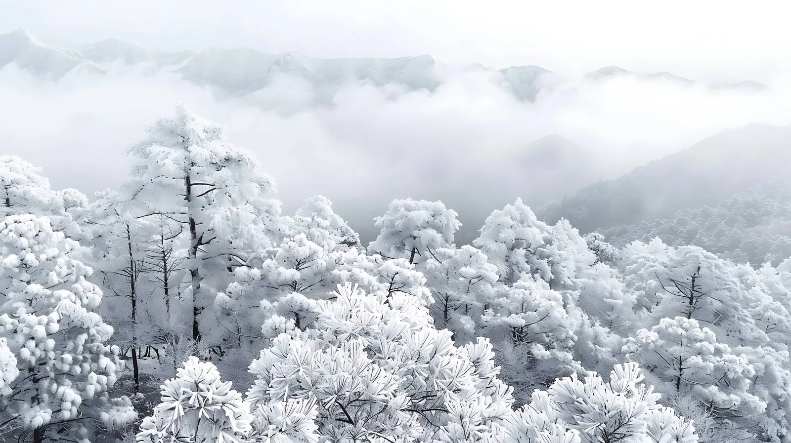 Snowy Dabie Mountain Landscape in Huoshan — free download from Dotvec