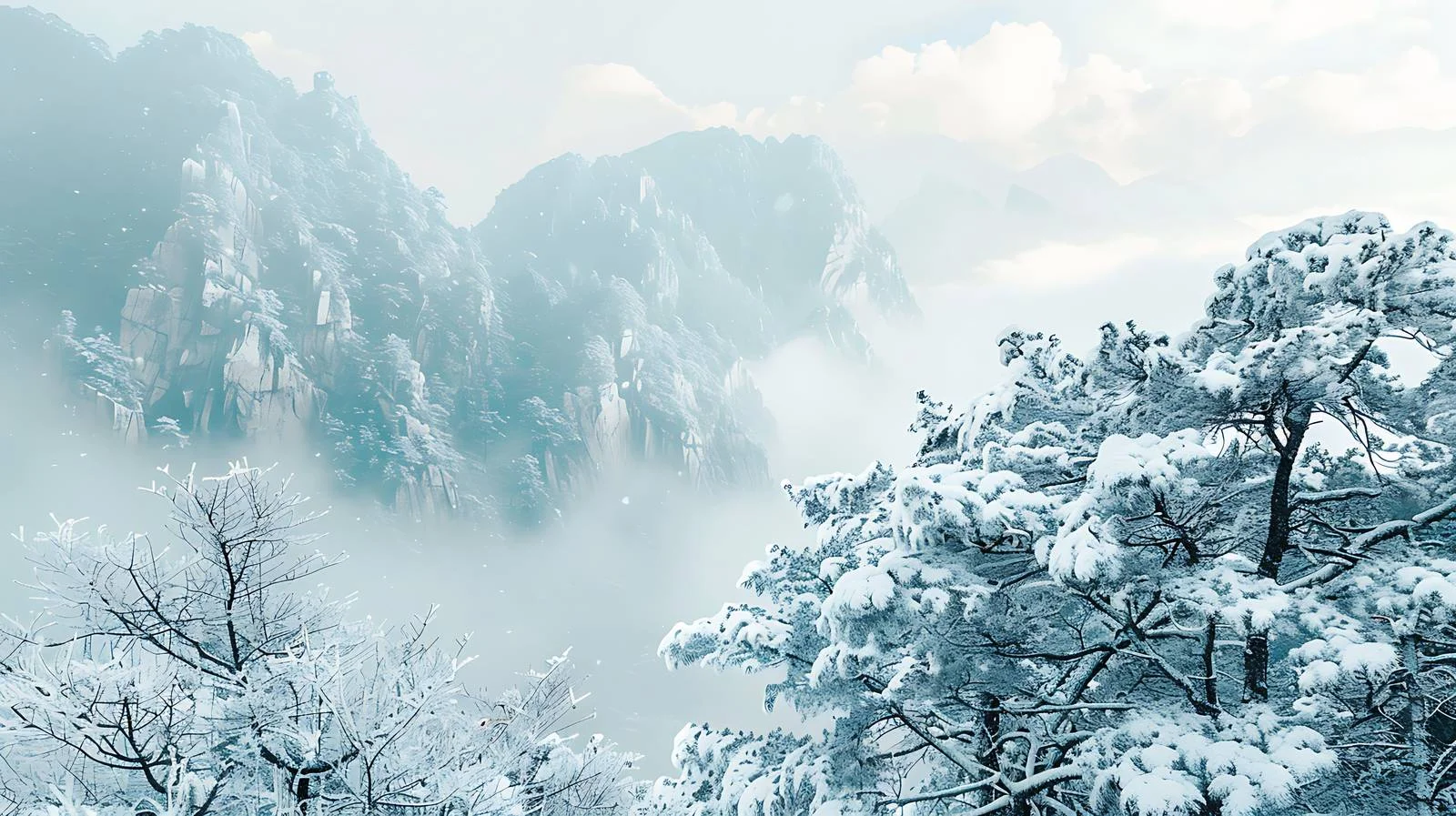 Serene Winter Landscape of Dabie Mountain — free download from Dotvec
