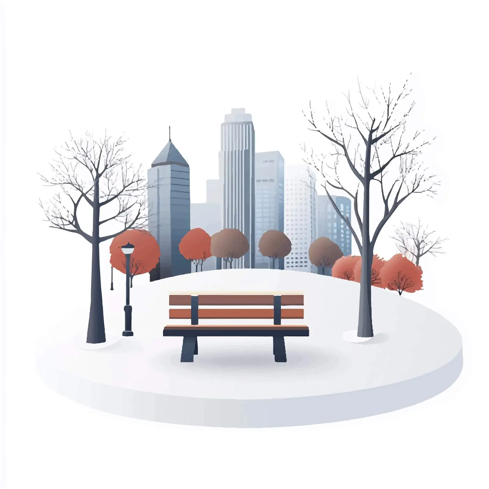 Winter Snowscape in City Park Vector Illustration — free download from Dotvec