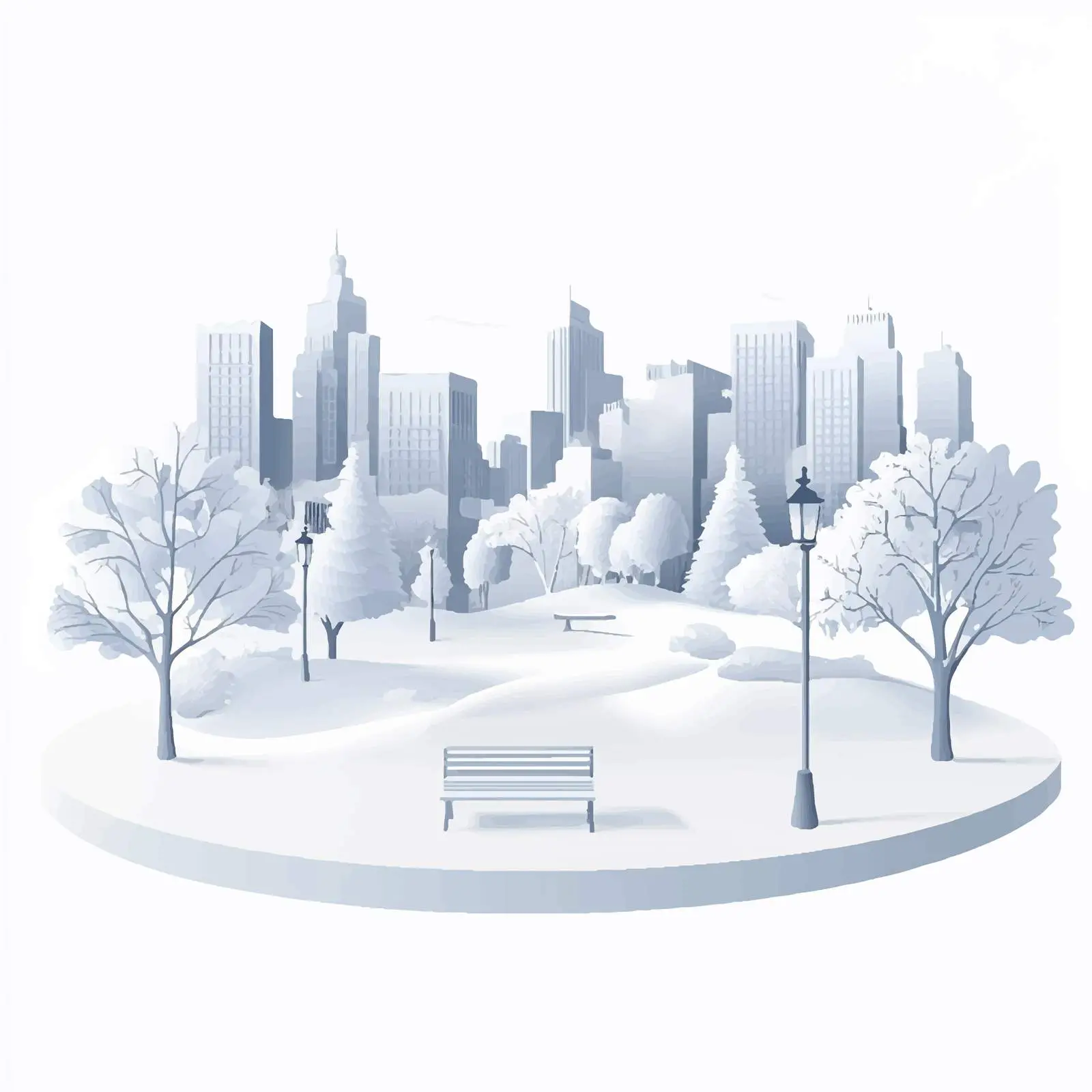 Winter Snowscape in City Park Vector Illustration — free download from Dotvec
