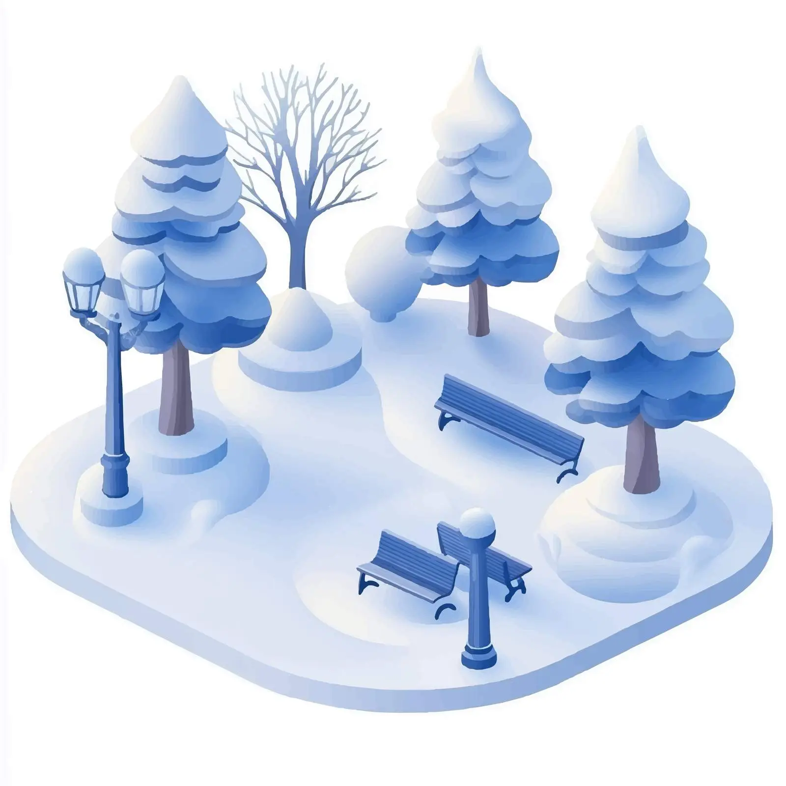 Winter Snowscape Vector Illustration in City Park — free download from Dotvec