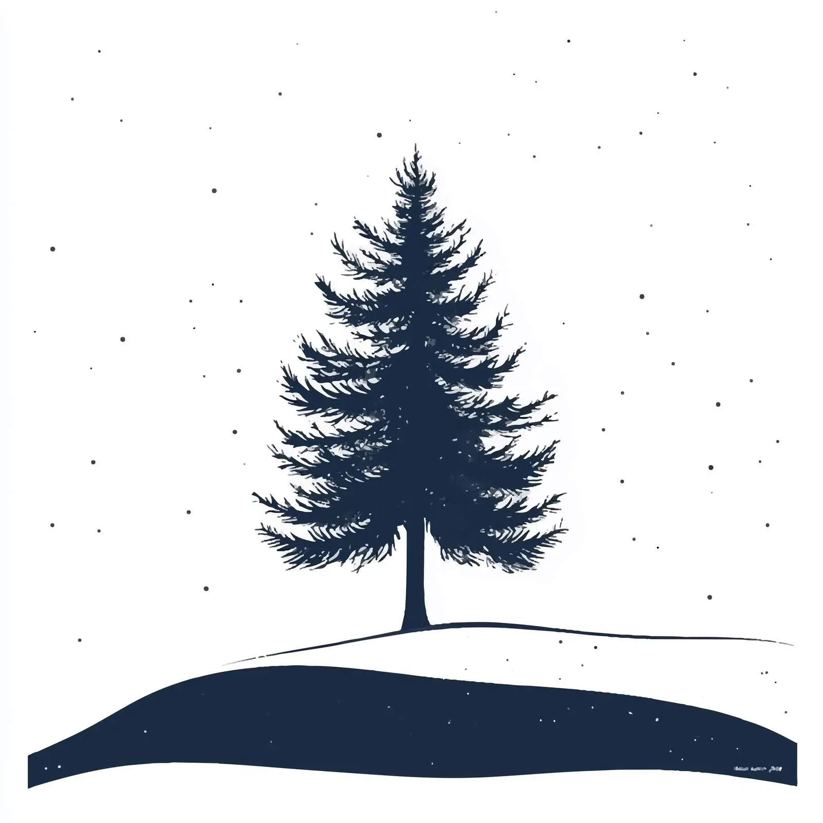 Winter Tree Silhouette on White Background — free download from Dotvec