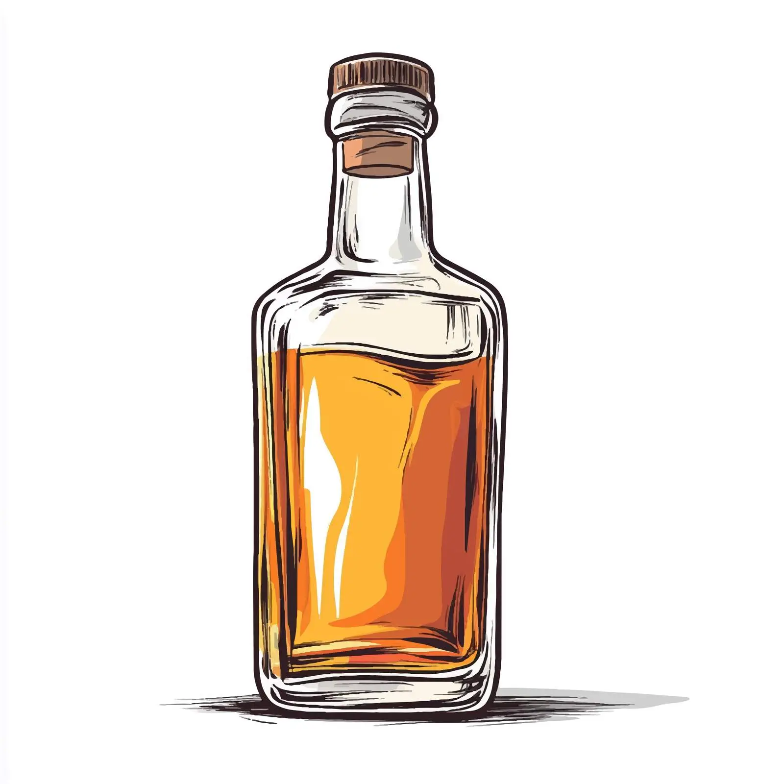 Hand-Drawn Cartoon Whisky Glass Bottle Vector — free download from Dotvec