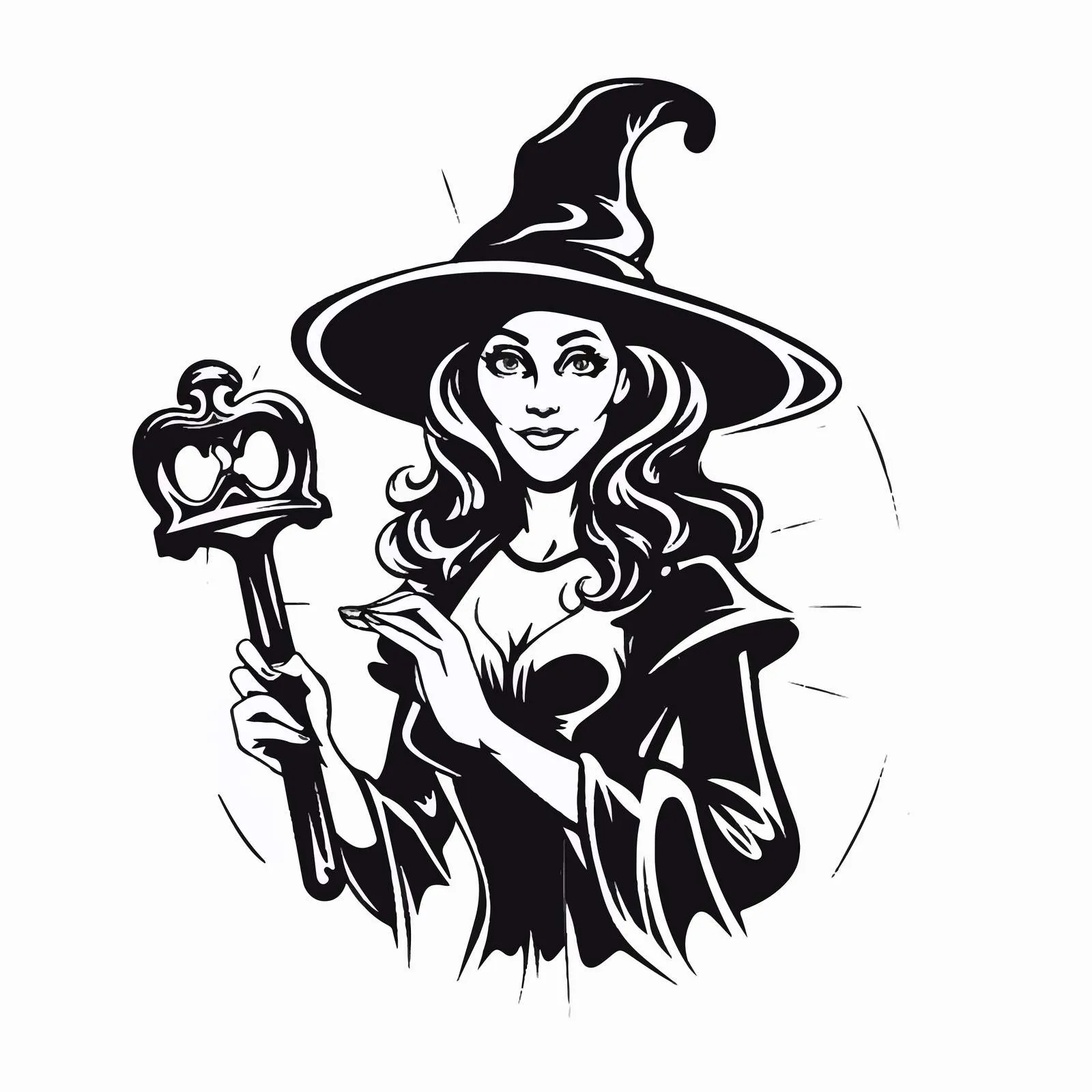 Witch with Key to Secret Doors Illustration – free haunting image from Dotvec
