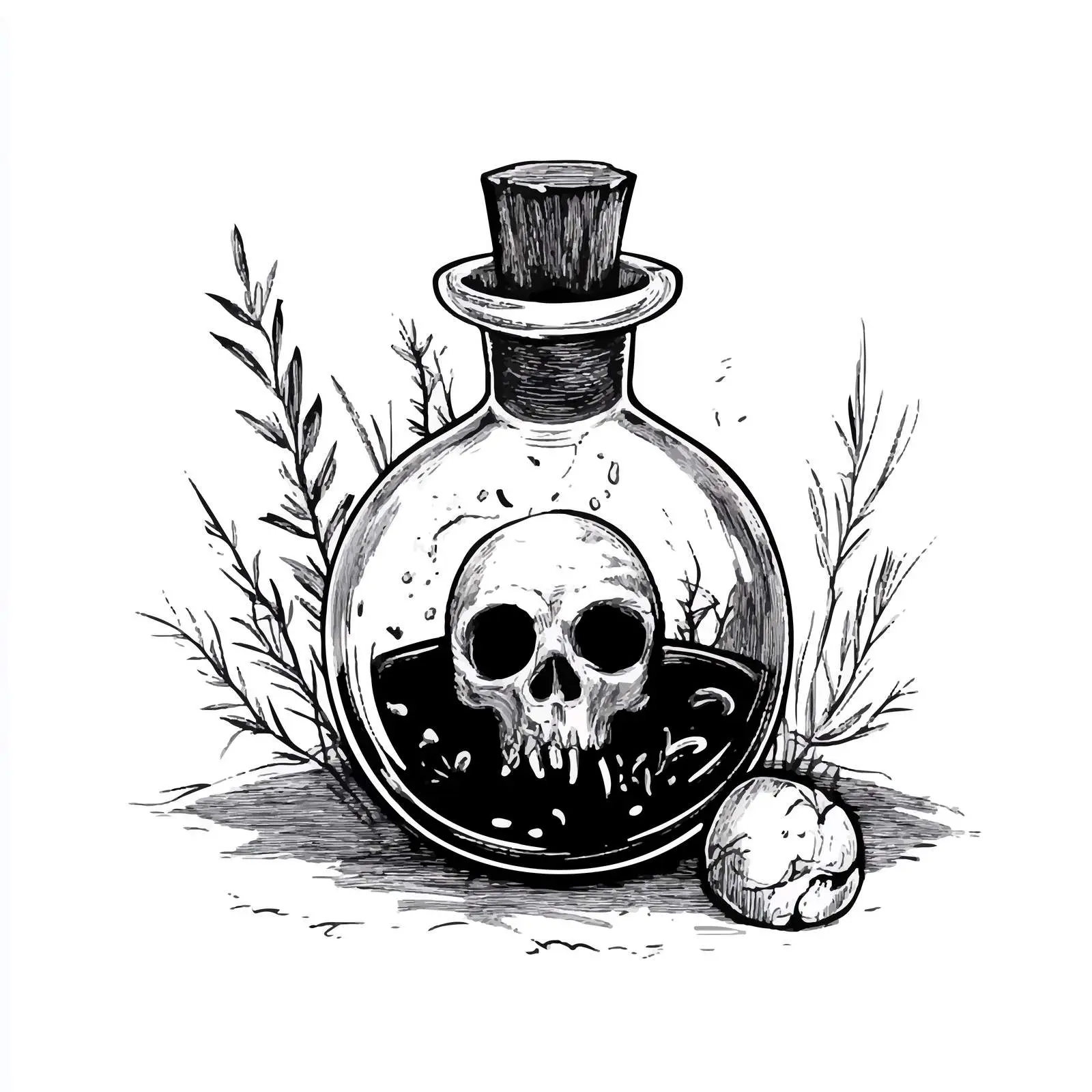Witch Poison Black and White Cartoon Vector — free download from Dotvec