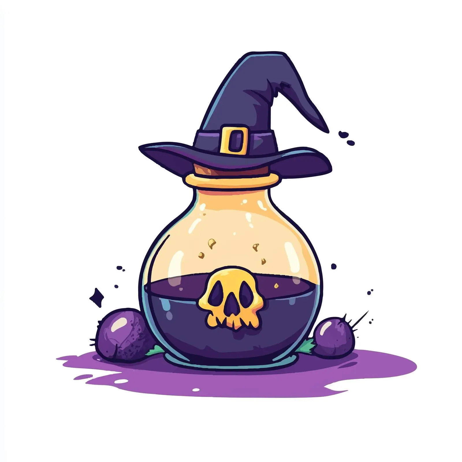 Hand-Drawn Cartoon Witch with Poison — free download from Dotvec