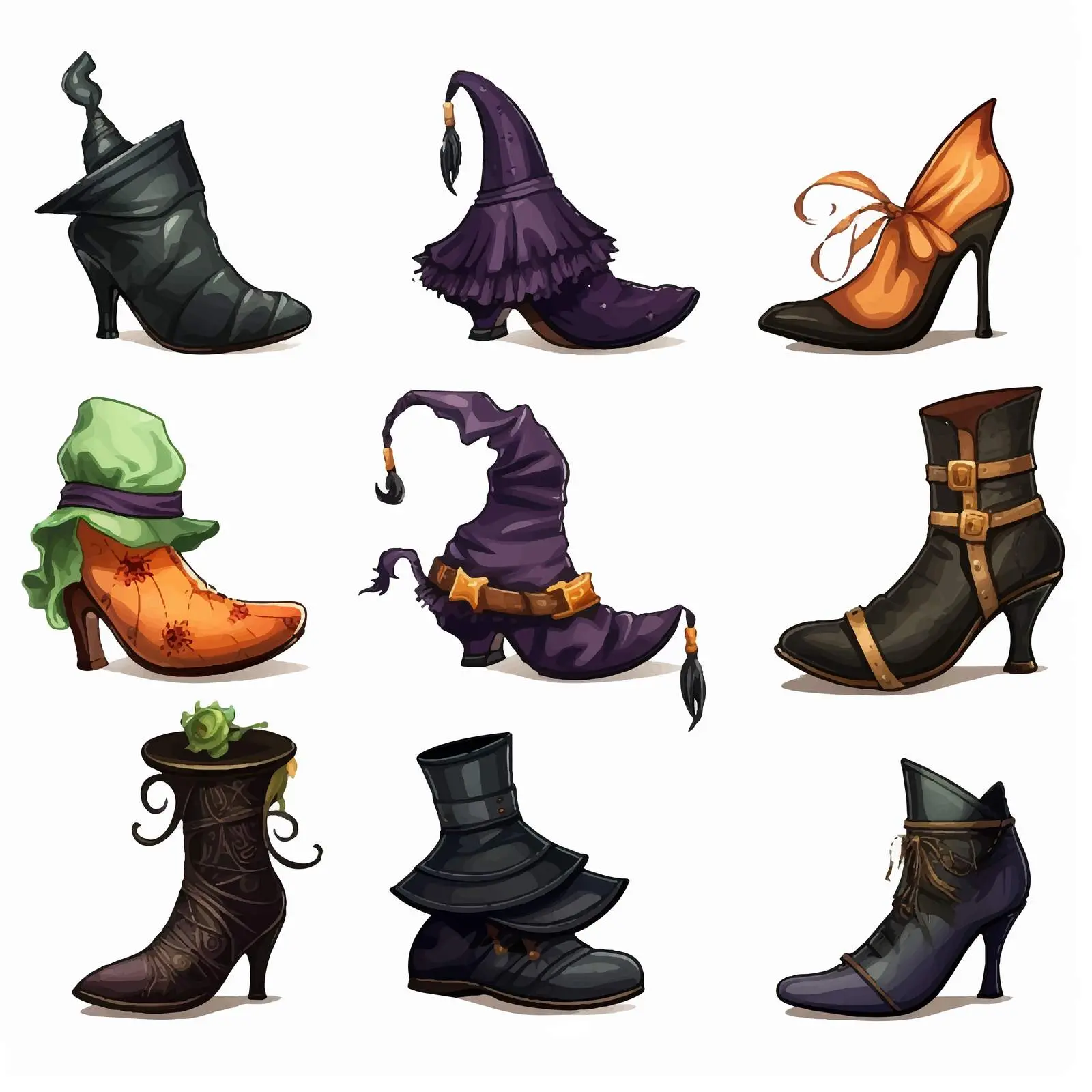 Vintage Halloween Witch Shoes Clip Art – free halloween imagery image from Dotvec