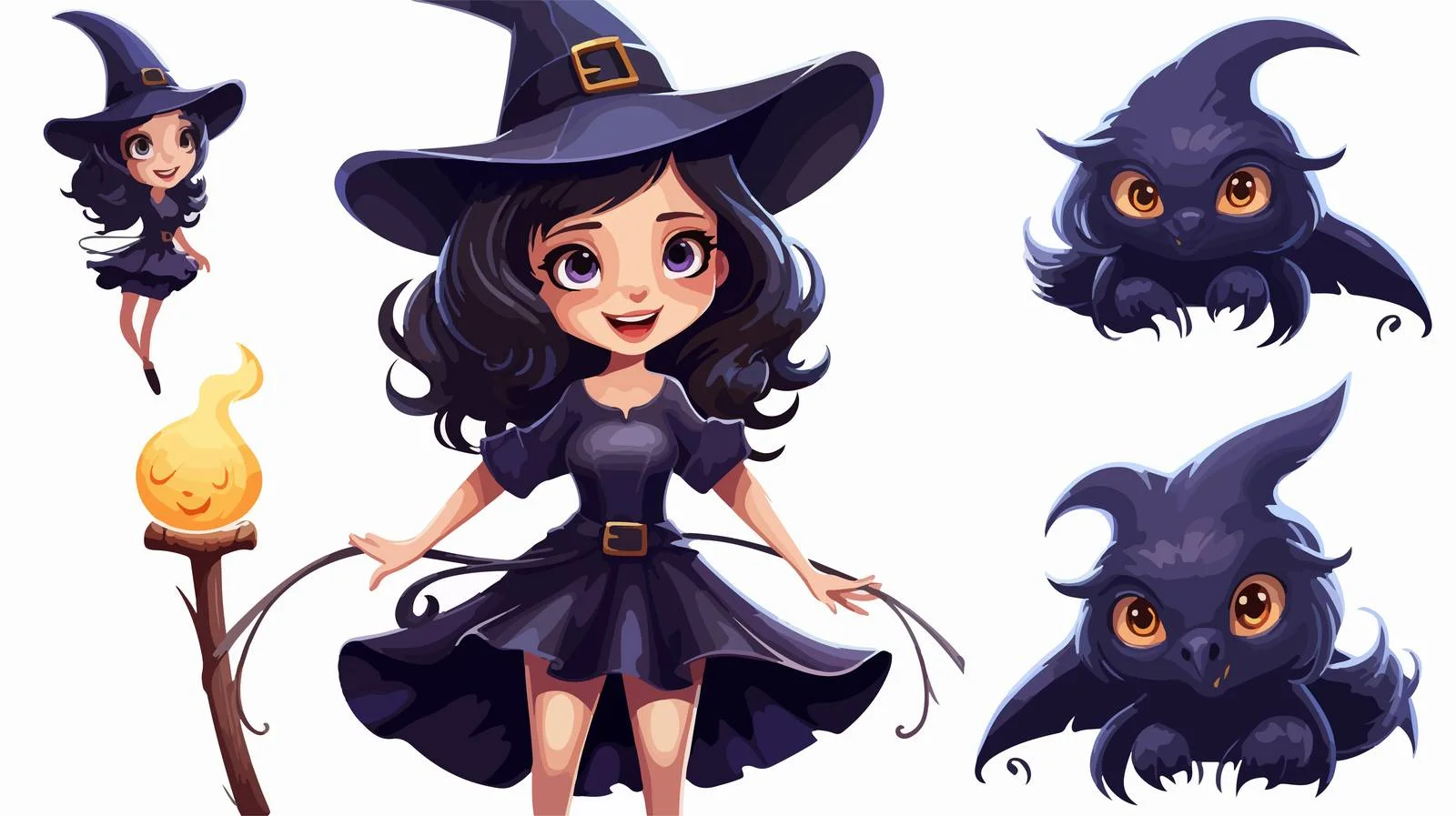 Lively Witch Cartoon Vector Illustration — free download from Dotvec