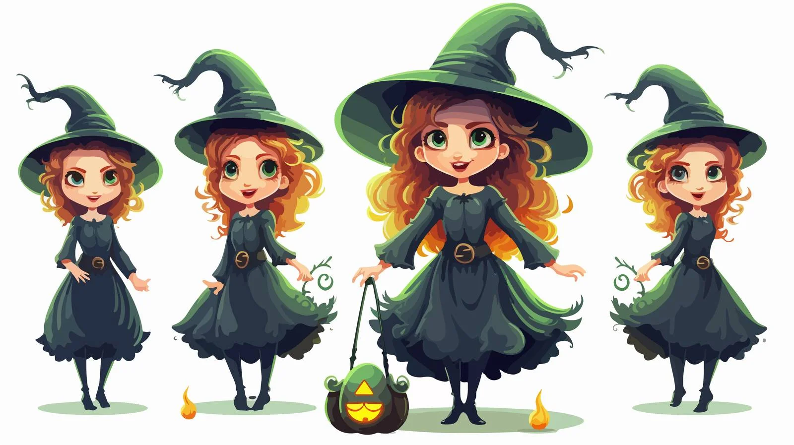 Enchanting Witch Cartoon Illustration — free download from Dotvec