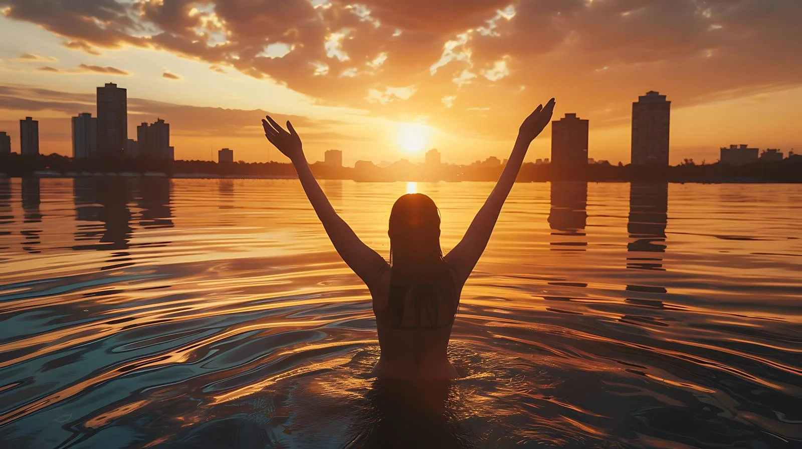 Morning Dedication: Young Woman Raises Hands — free download from Dotvec