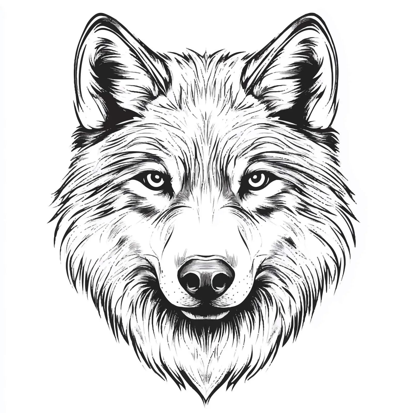 Outlined Vector Drawing of a Wolf Head — free download from Dotvec