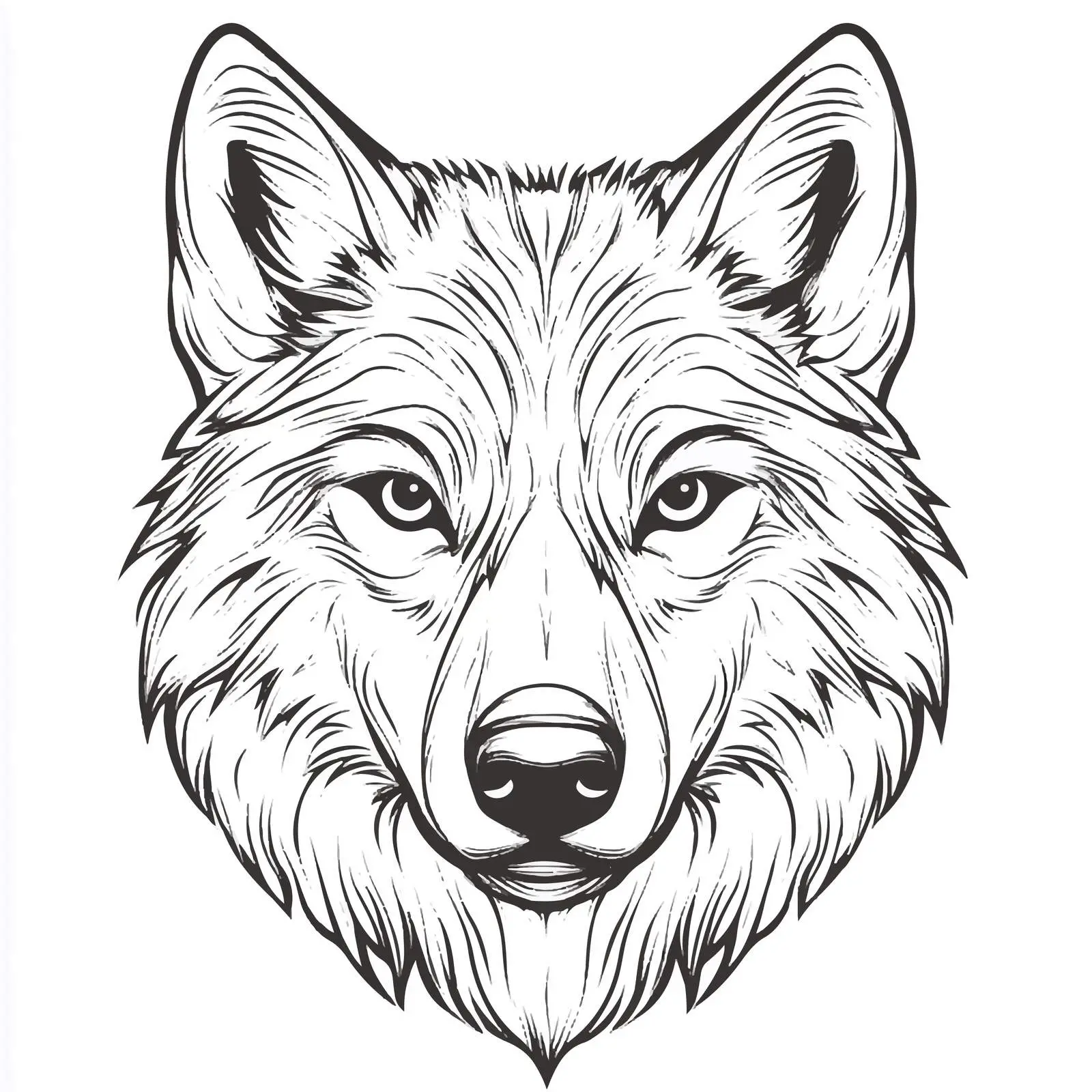 Outlined Vector Drawing of a Wolf Head — free download from Dotvec