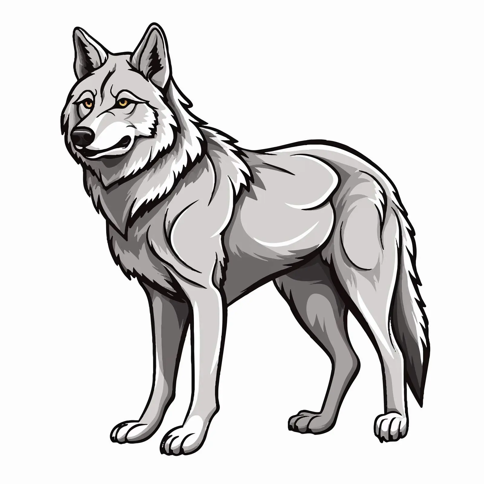 Cartoon Wolf Line Vector Illustration — free download from Dotvec