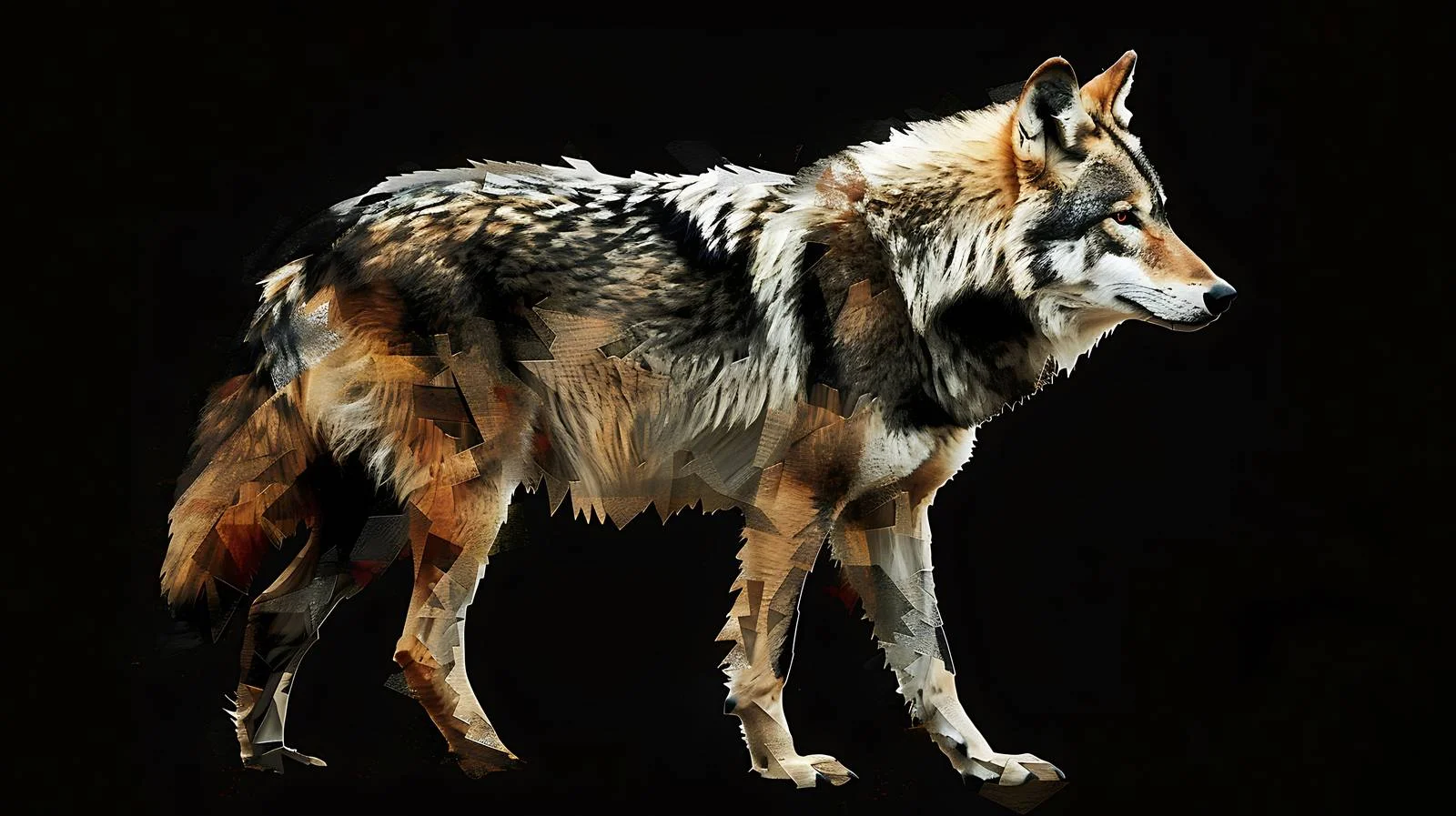 Elegant Wolf Silhouette on Abstract Black — free download from Dotvec