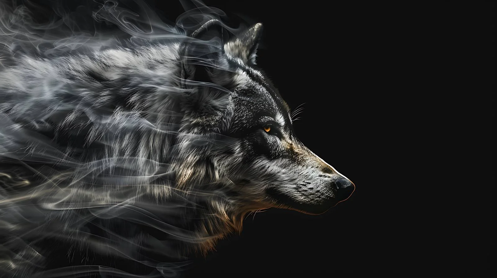 Ethereal Wolf Silhouette on Dark Background — free download from Dotvec