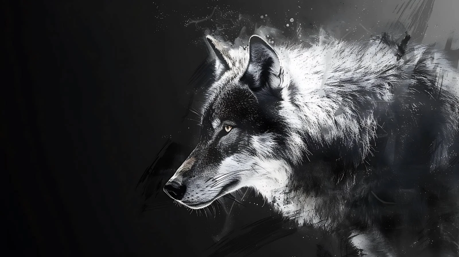 Elegant Wolf Silhouette on Dark Abstract Background — free download from Dotvec