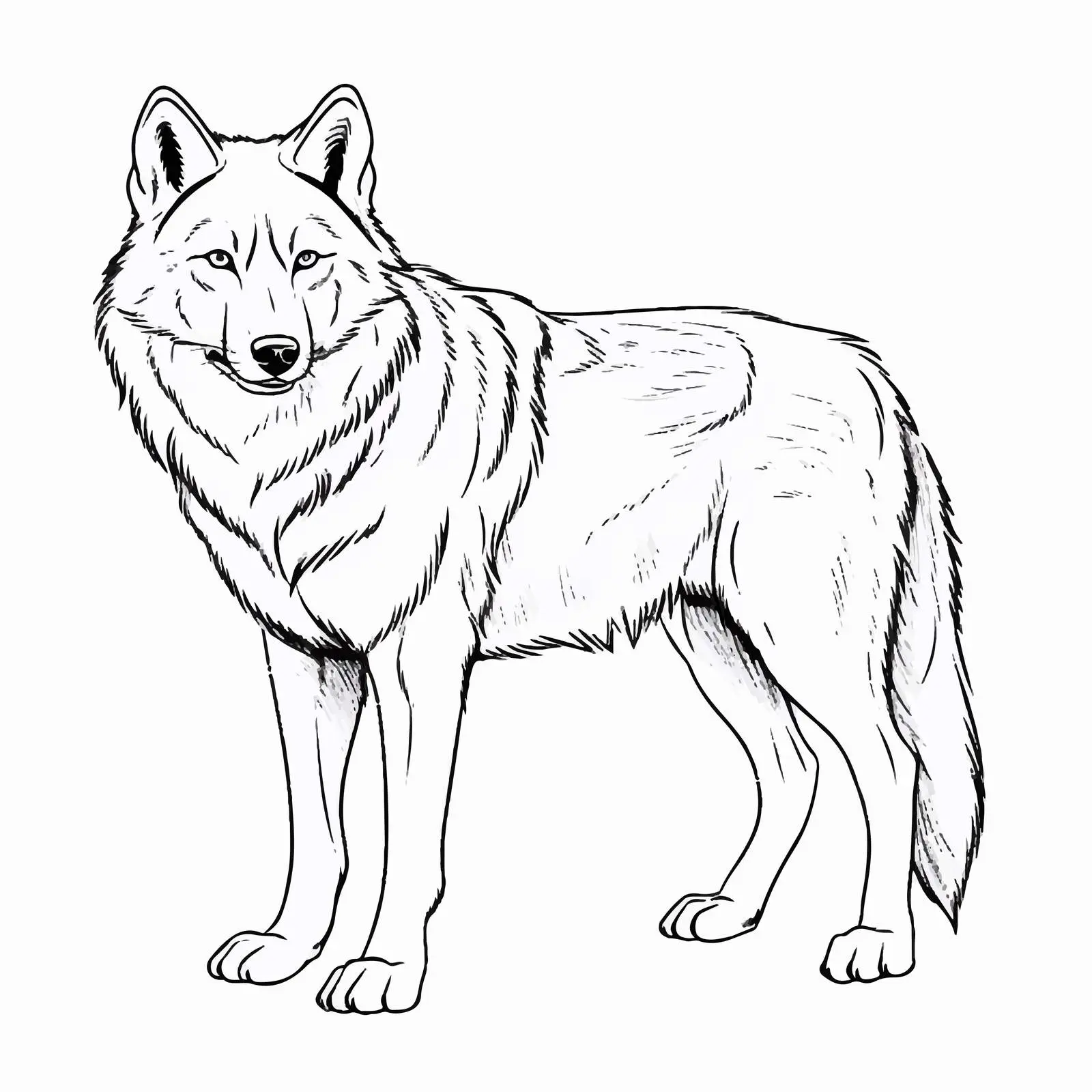 Cartoon Wolf Outline Vector Illustration — free download from Dotvec