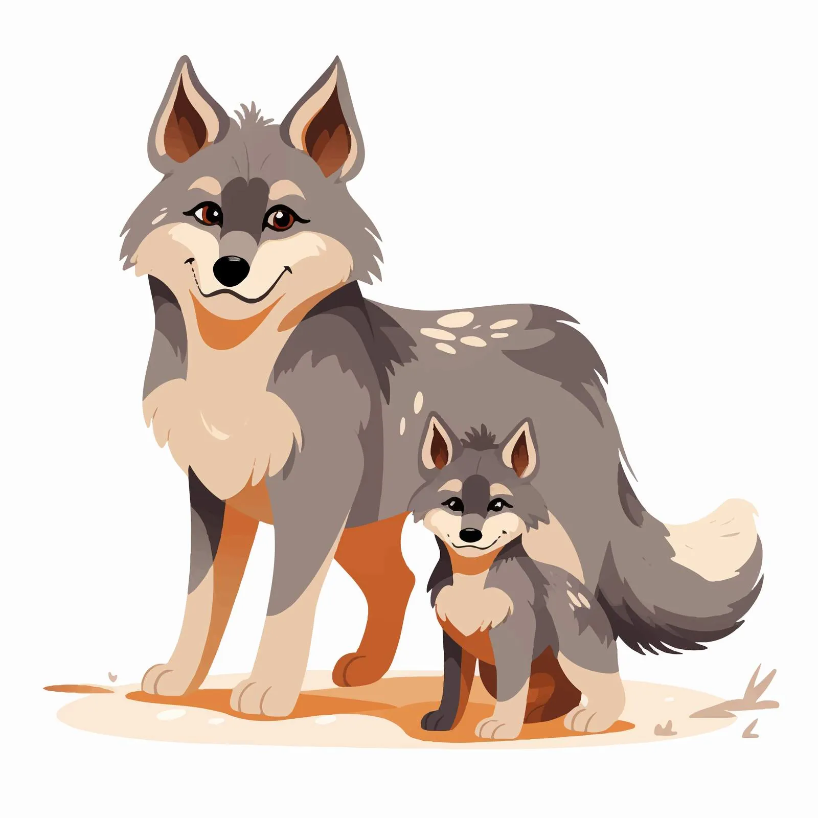 Adorable Wolf with Pup on White Background — free download from Dotvec