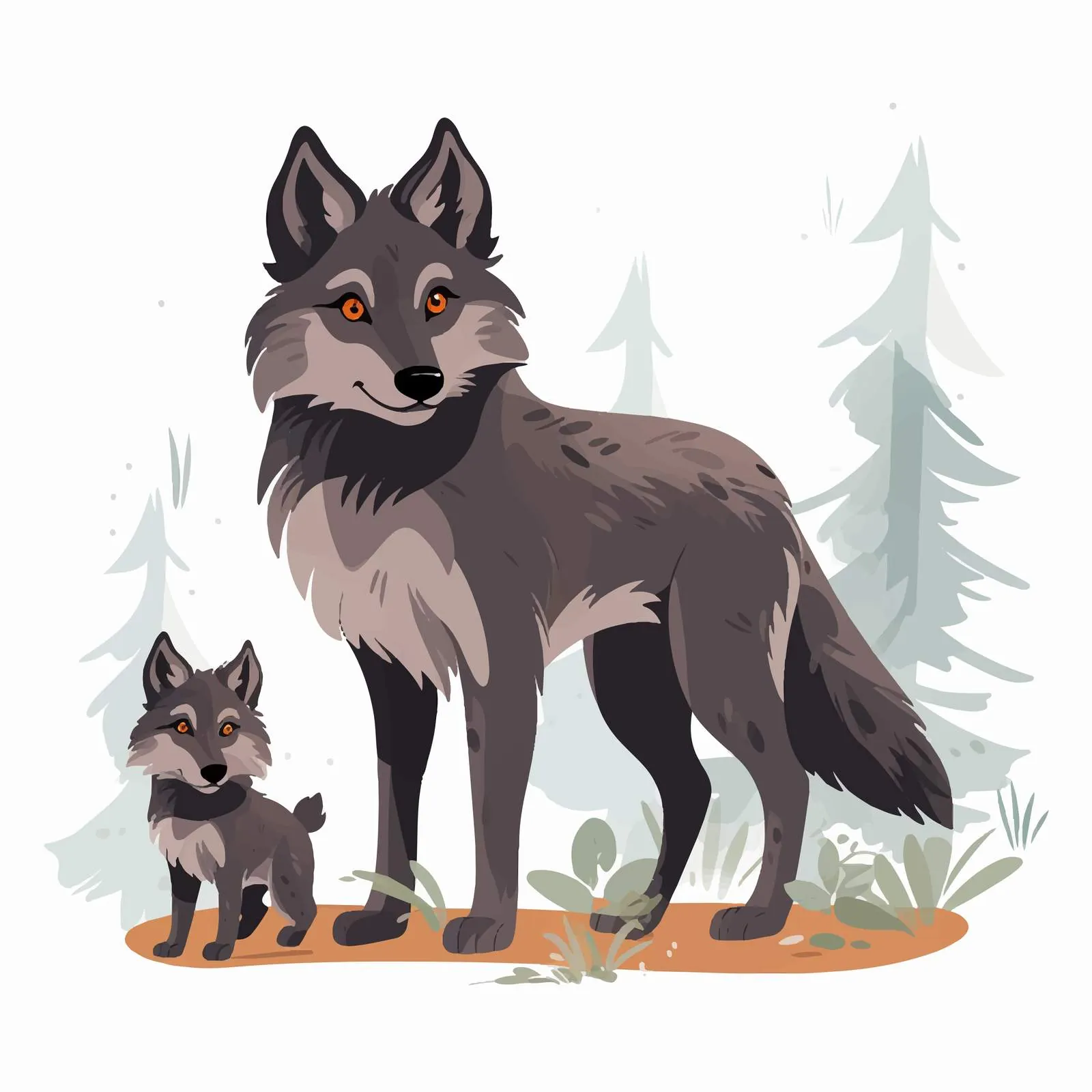 Adorable Wolf and Pup Isolated on White — free download from Dotvec