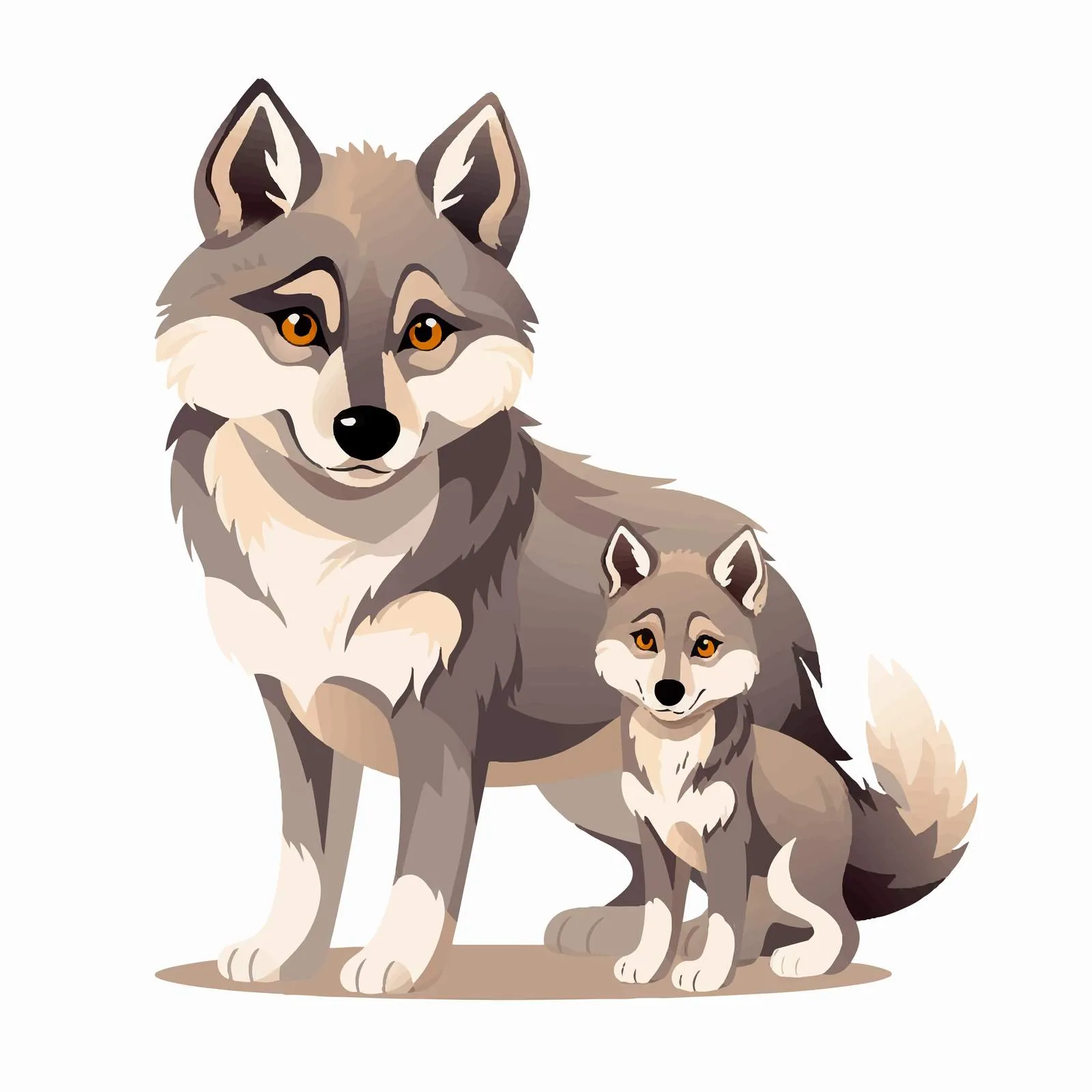 Adorable Wolf and Pup on White Background — free download from Dotvec