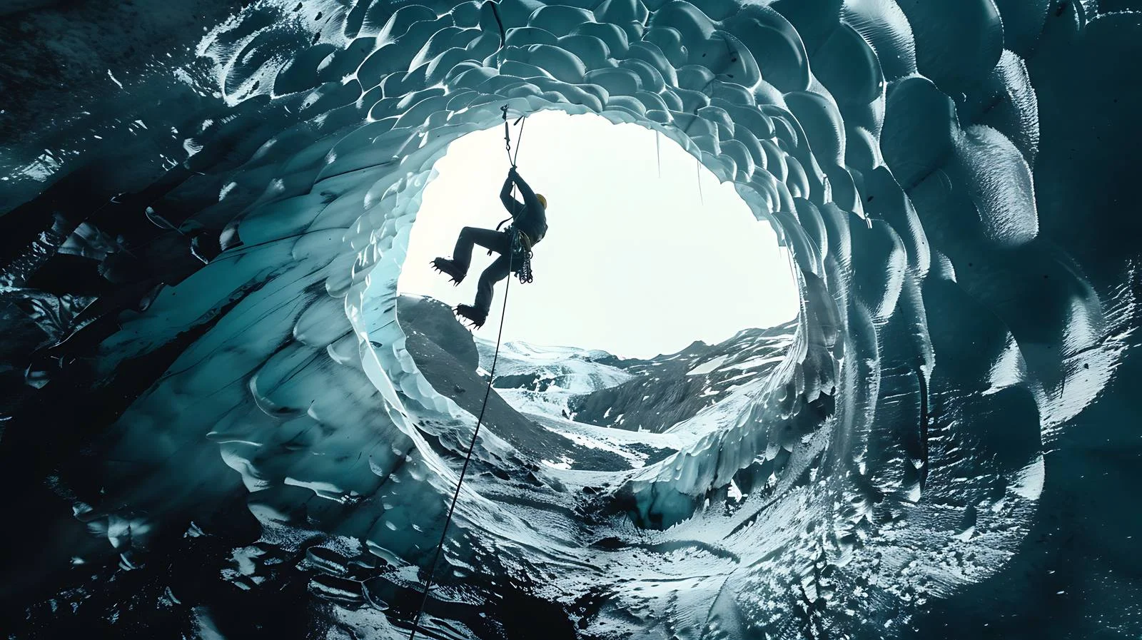 Descending into Ice Cave on Slheimajkull Glacier – free descending image from Dotvec