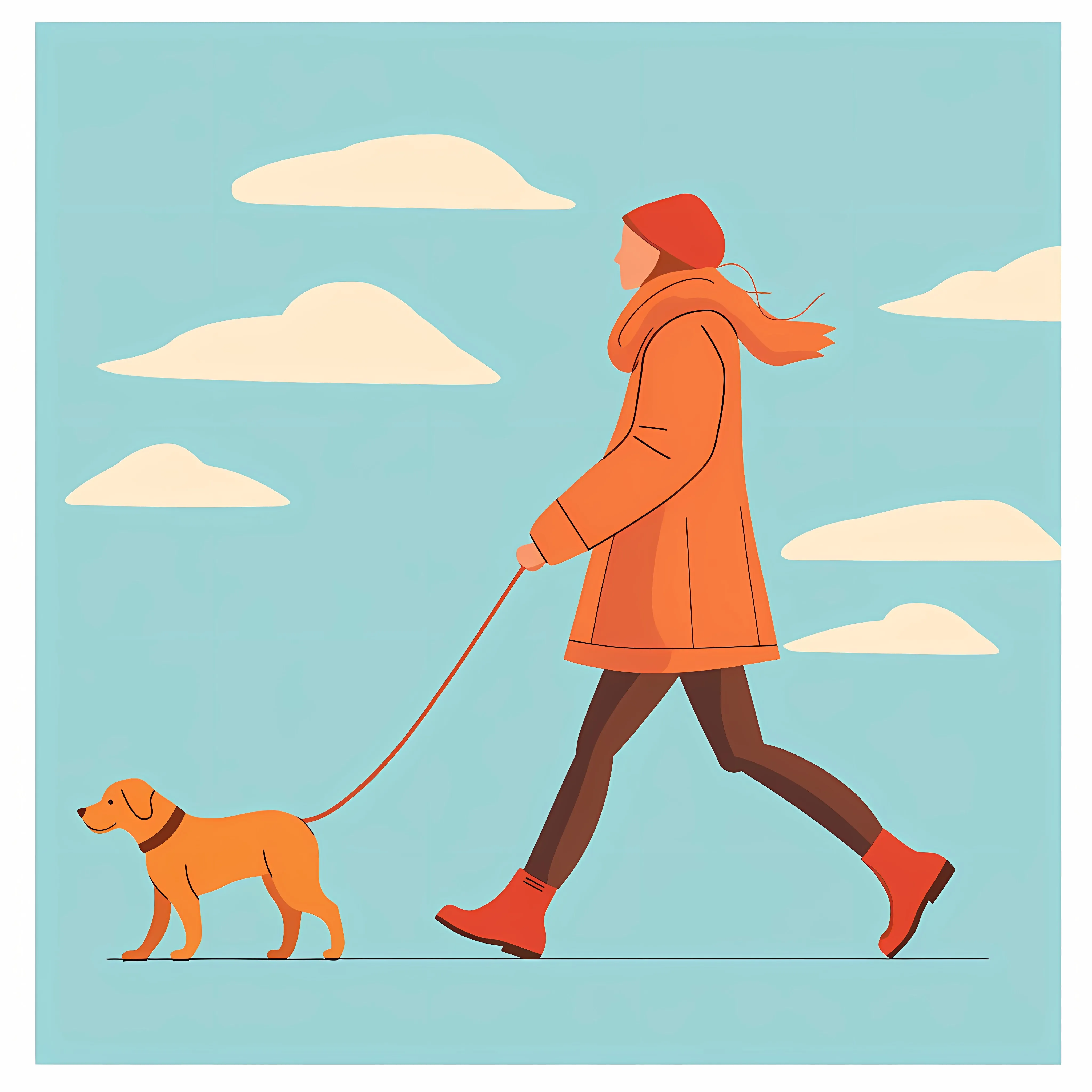 Woman Walking Dog - Flat Vector Illustration — free download from Dotvec