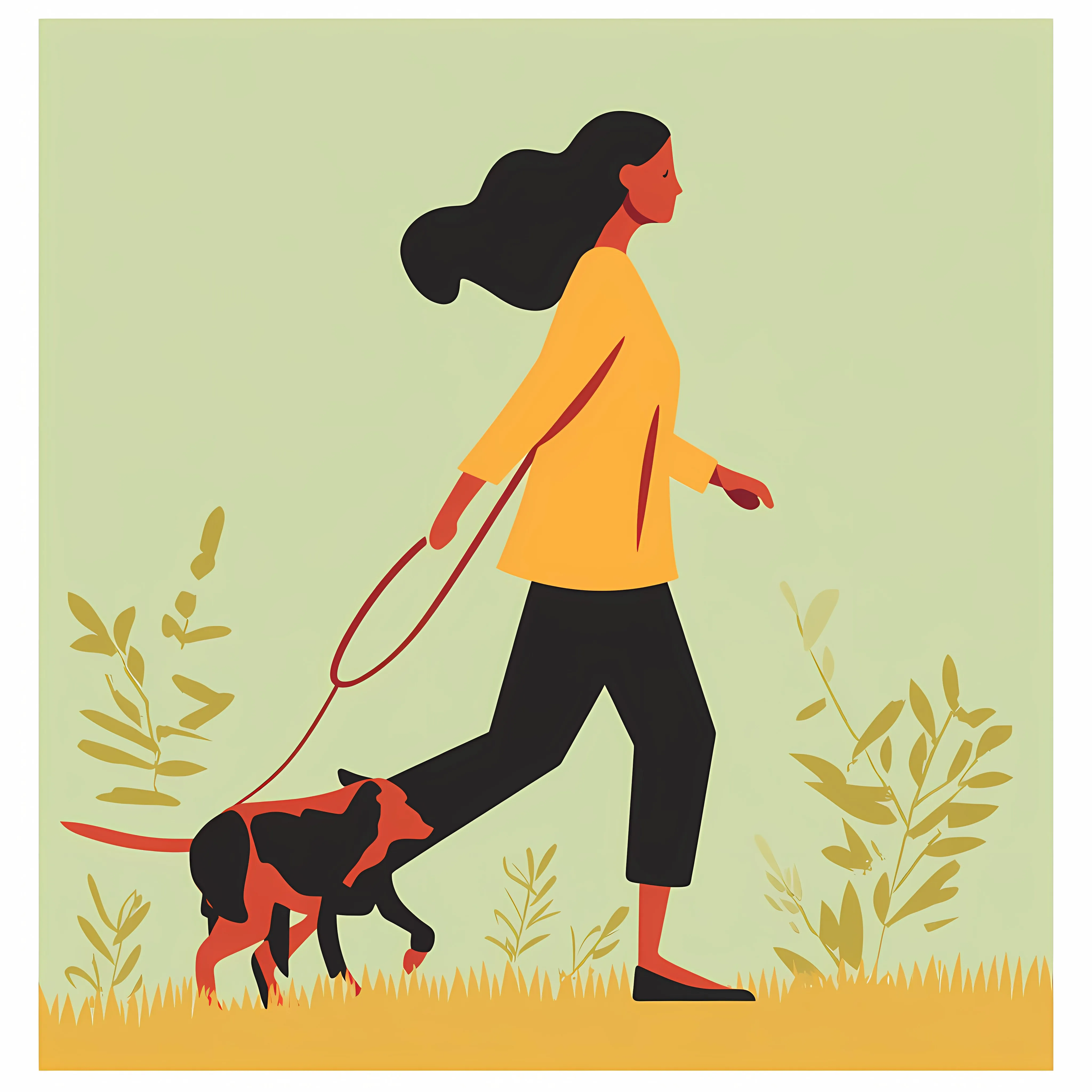 Woman Walking Dog Flat Vector Illustration — free download from Dotvec