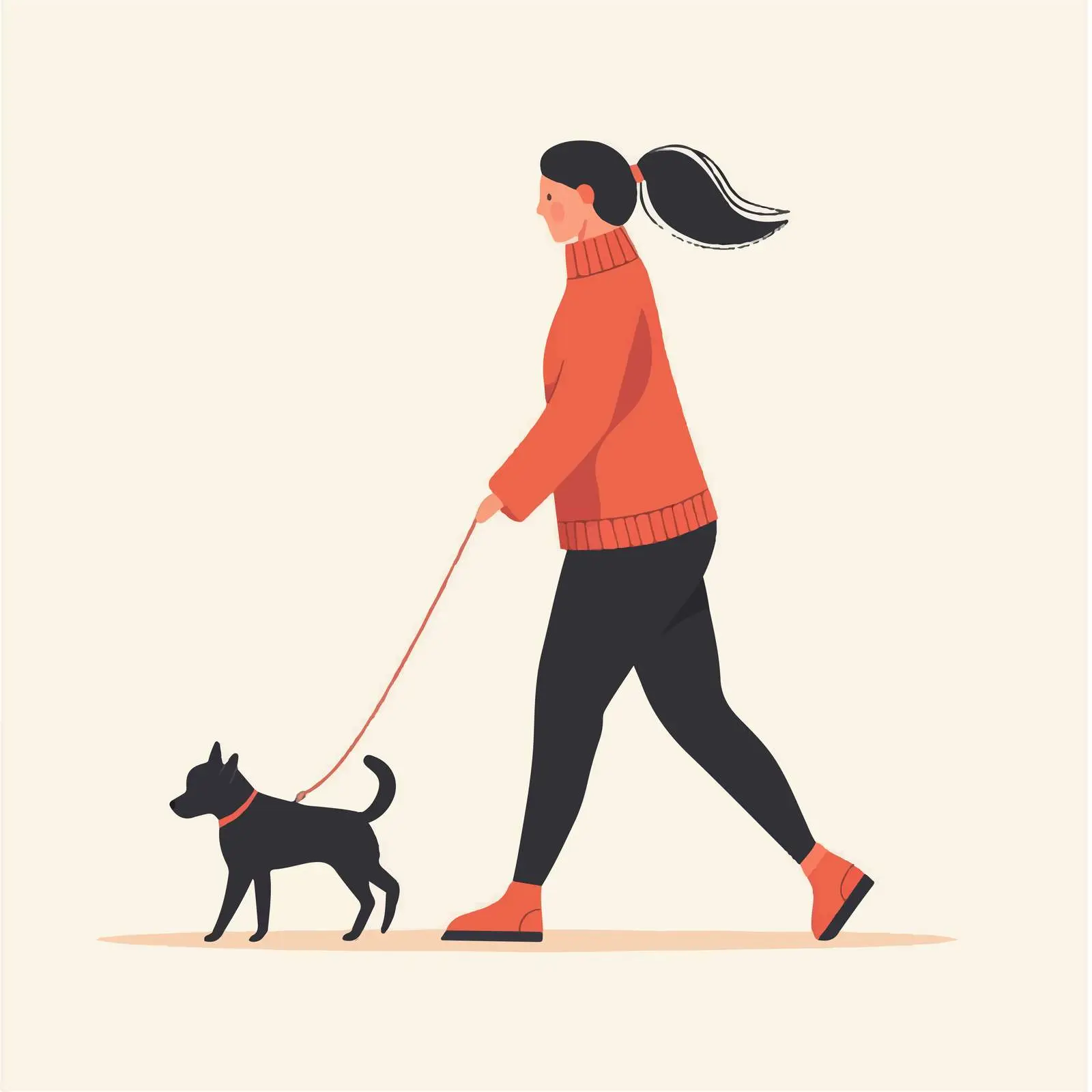 Woman Walking Dog Vector Illustration — free download from Dotvec