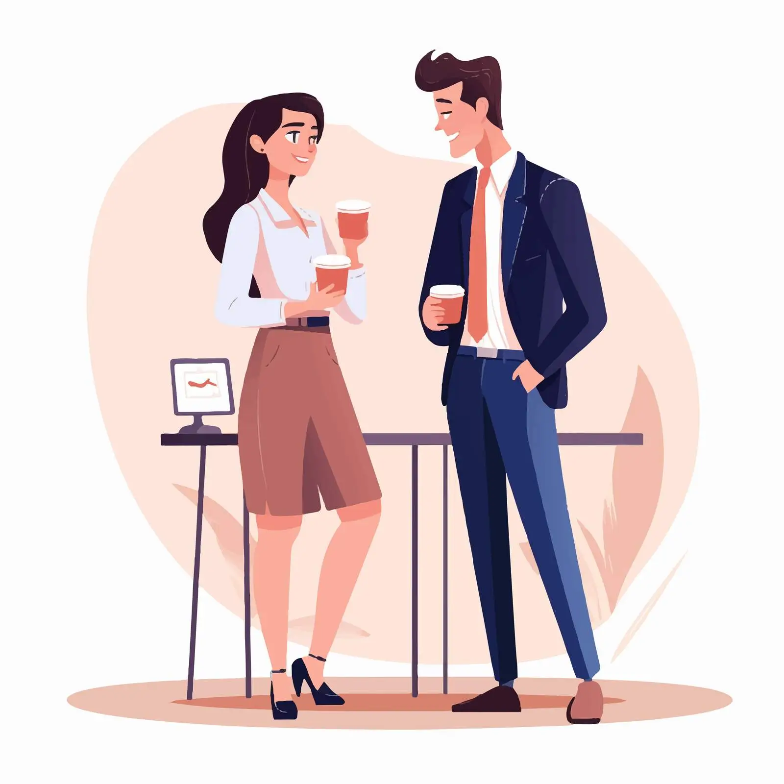 Flirting Couple at Work Over Coffee – free casual meeting image from Dotvec