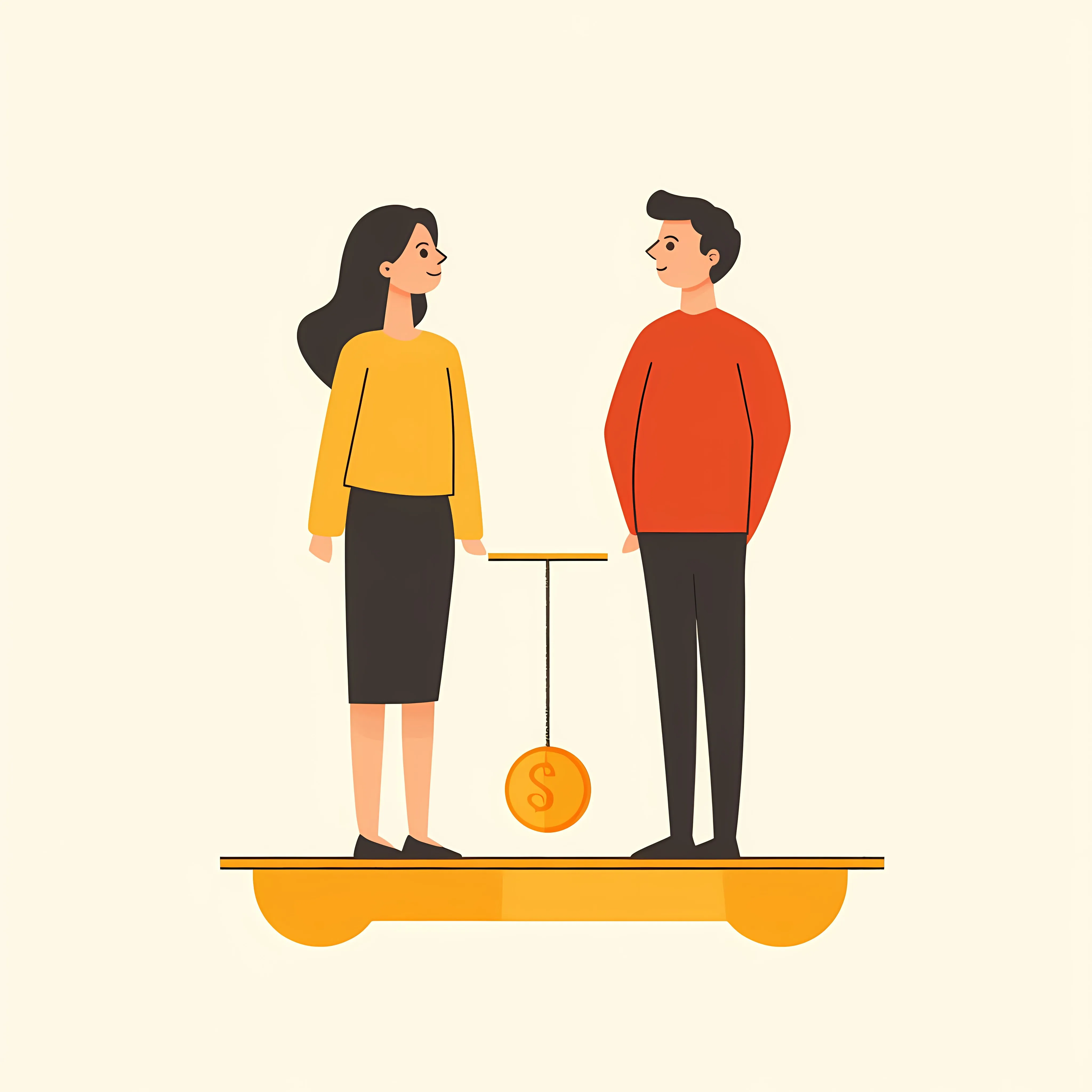 Gender Equality in Salary Illustration – free flat vector illustration image from Dotvec
