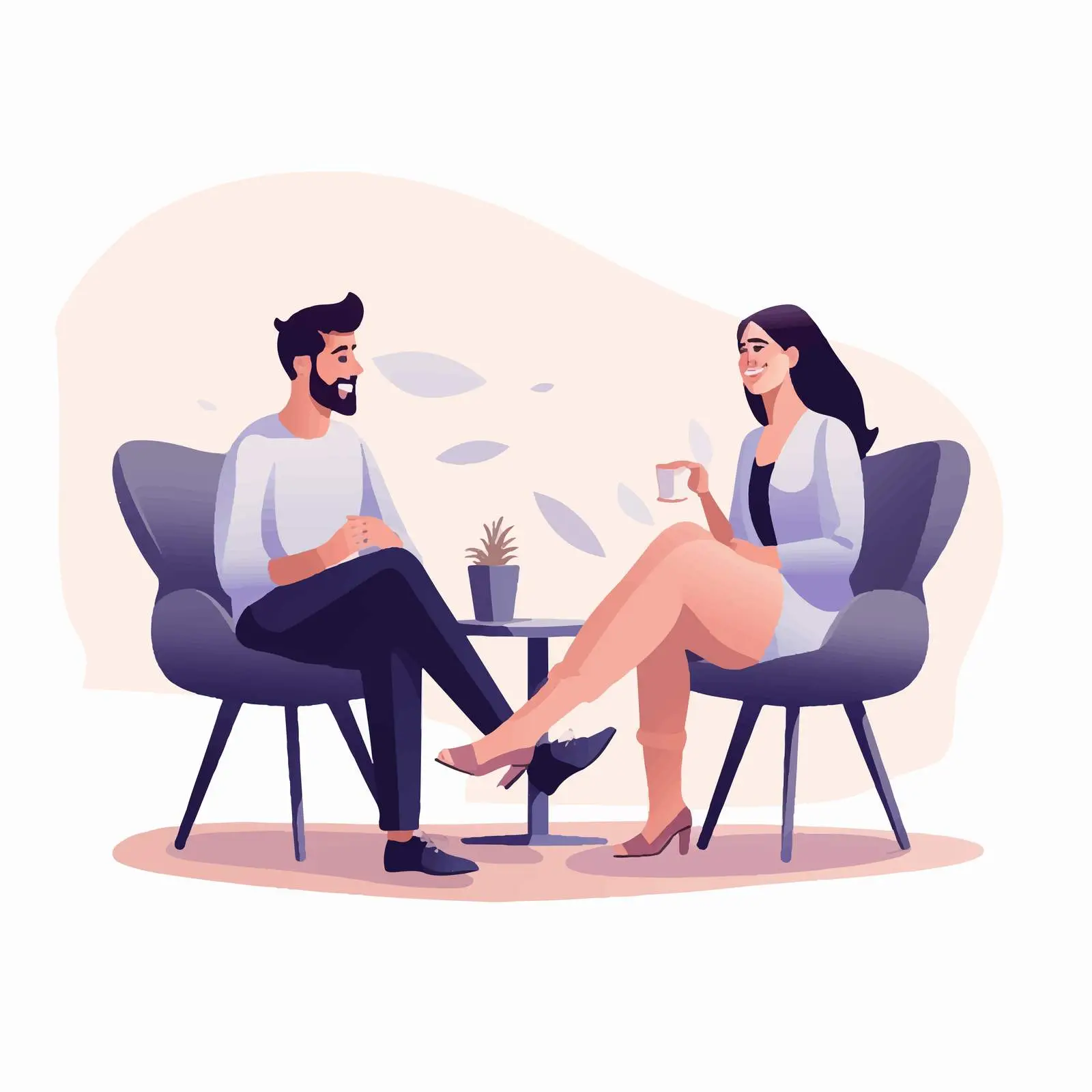 Couple Flirting and Smiling in Vector Artwork – free joyful interaction image from Dotvec