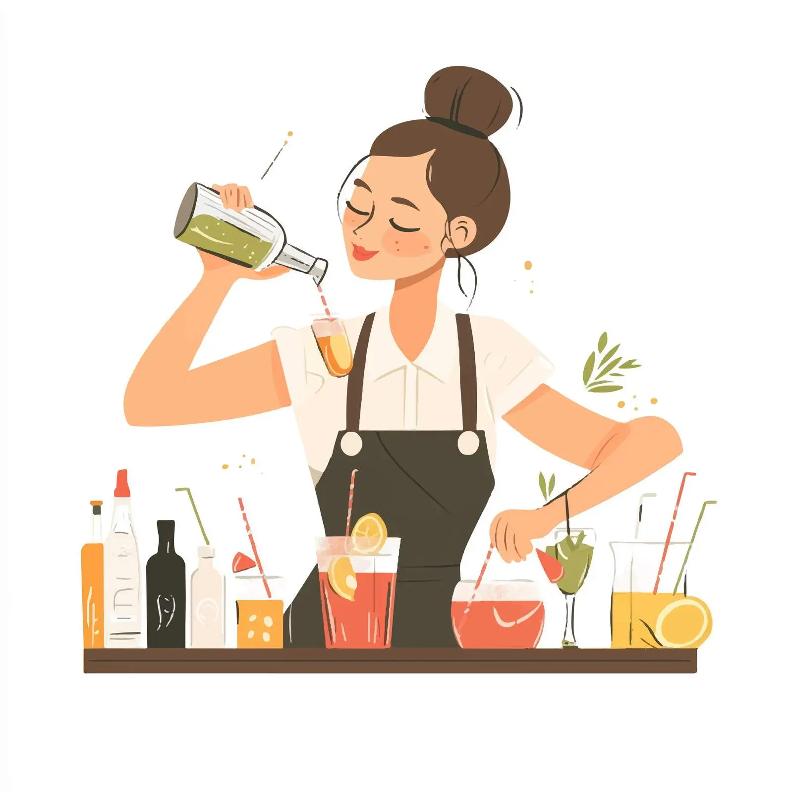 Woman Bartender Mixing Drinks with Shaker – free cocktails image from Dotvec