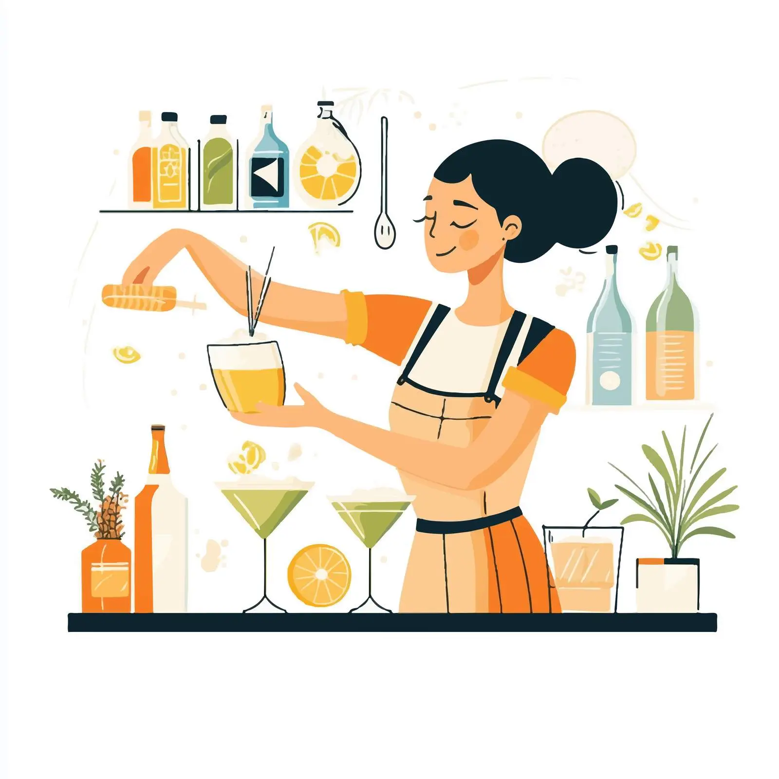 Woman Bartender Mixing Drinks with a Shaker – free cocktails image from Dotvec