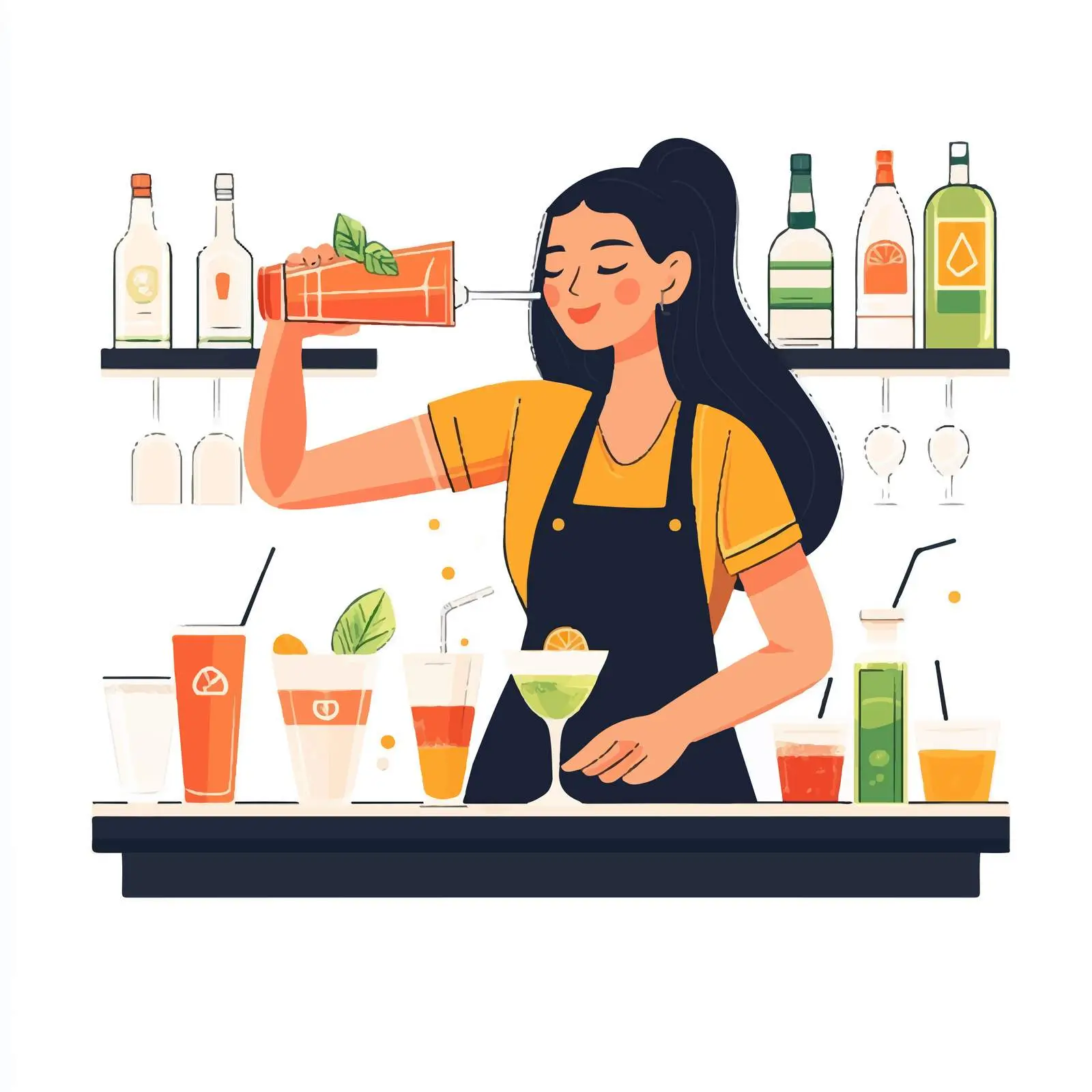 Female Bartender Mixing Drinks in Shaker – free cocktails image from Dotvec