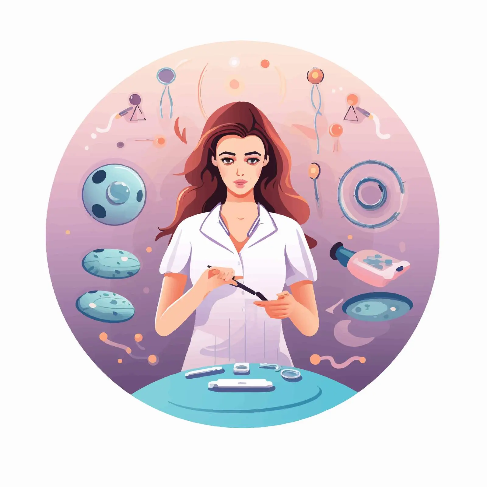 Cartoon Woman with Birth Control Illustration – free graphic representation image from Dotvec
