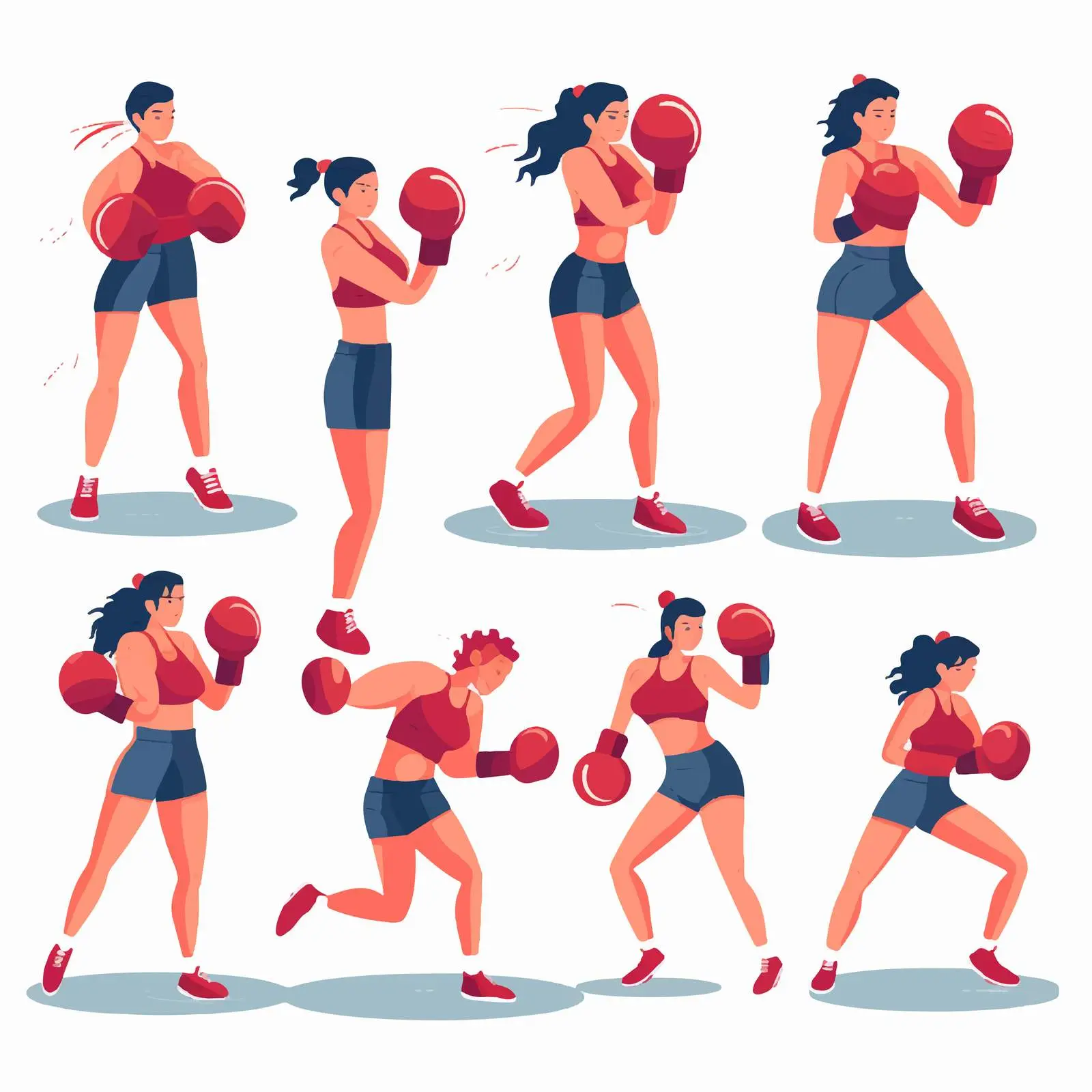 Female Boxers Training in Boxing Workout Set — free download from Dotvec
