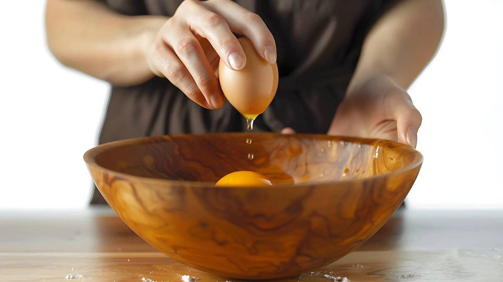 Preparing egg in wooden bowl — free download from Dotvec