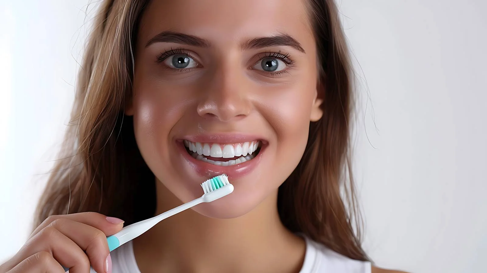 Woman Brushing Teeth on White Background — free download from Dotvec