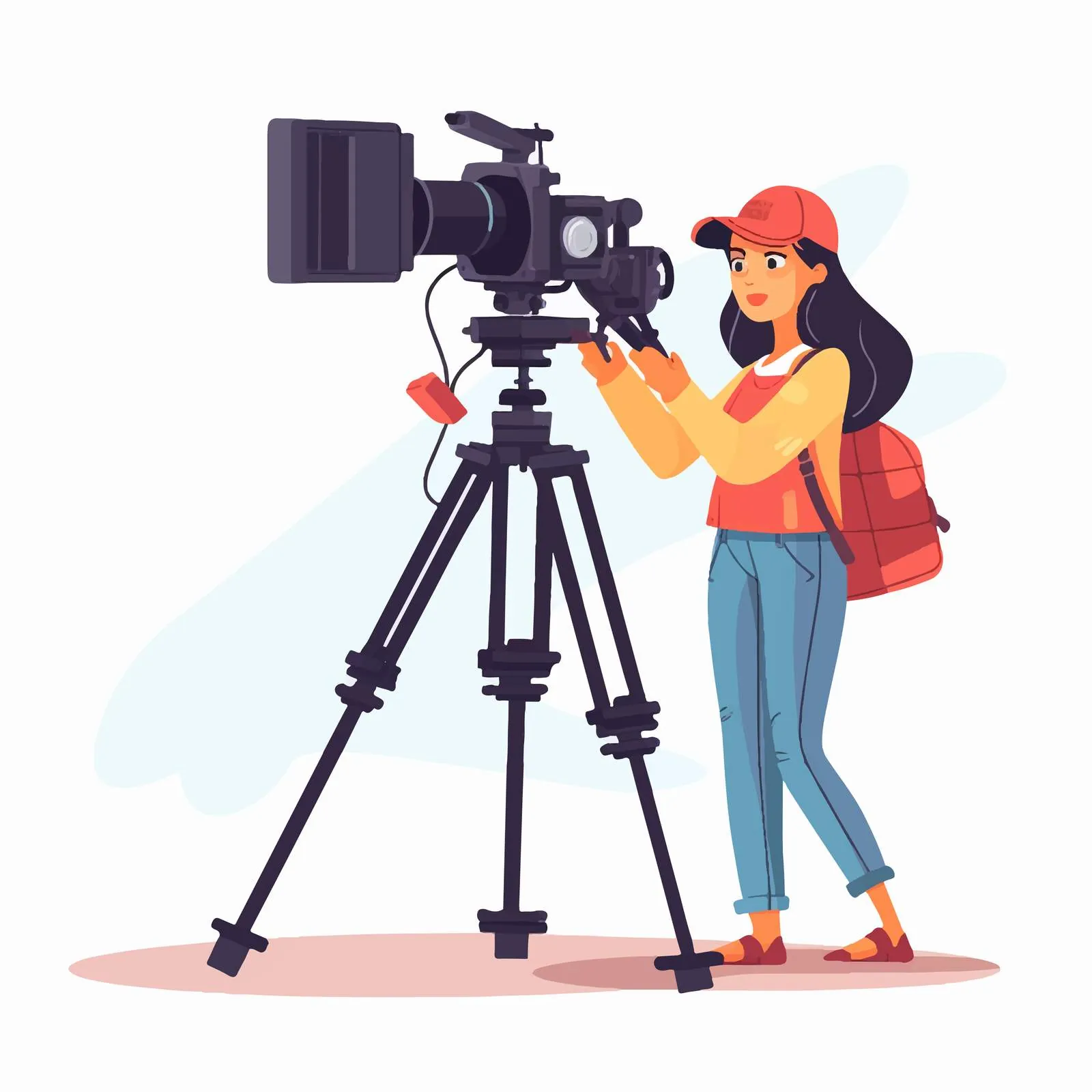 Woman Cameraman Filming with Professional Camera – free video shooting image from Dotvec